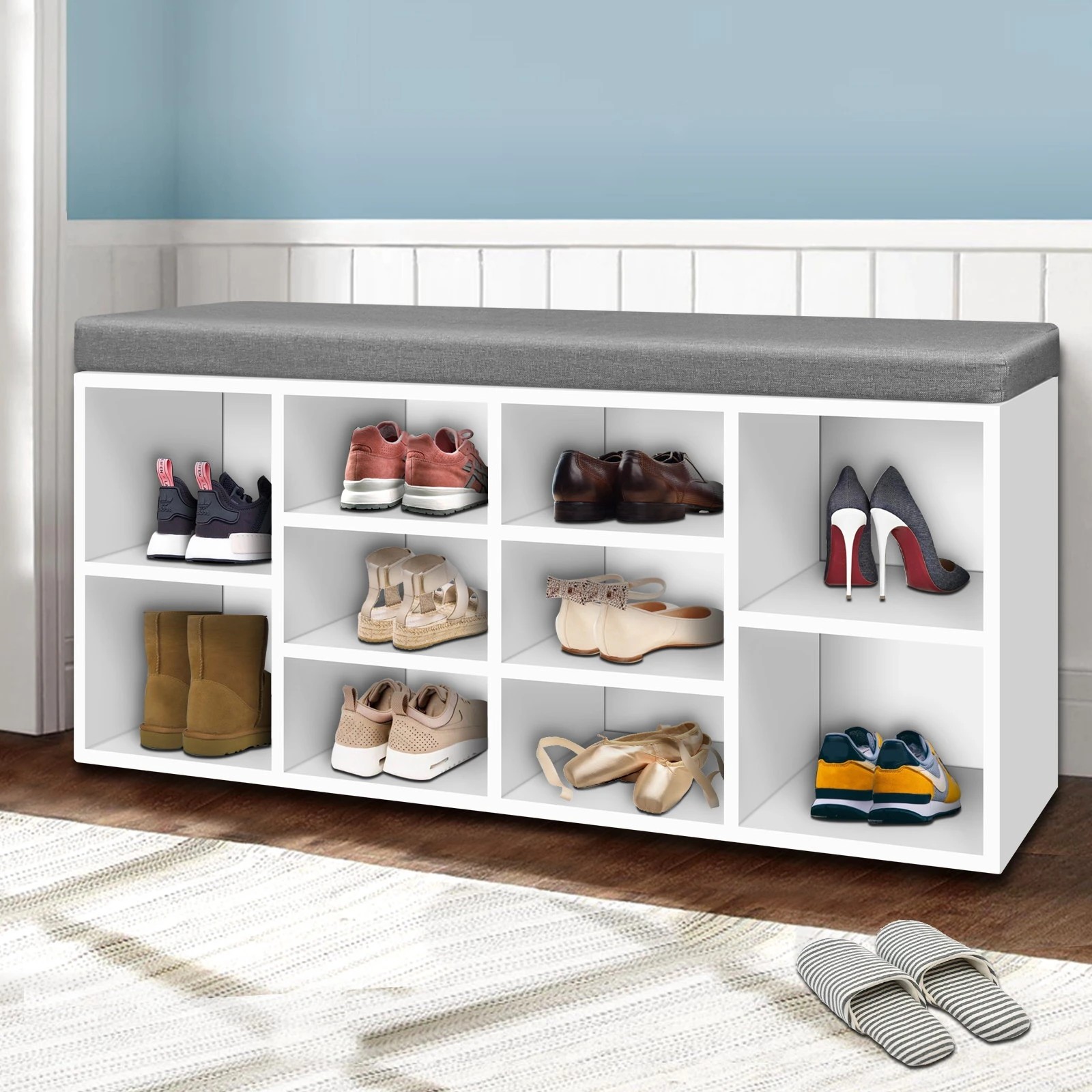 4 Artiss Shoe Rack Storage Cabinet Bench BOA - White, 4 of 10