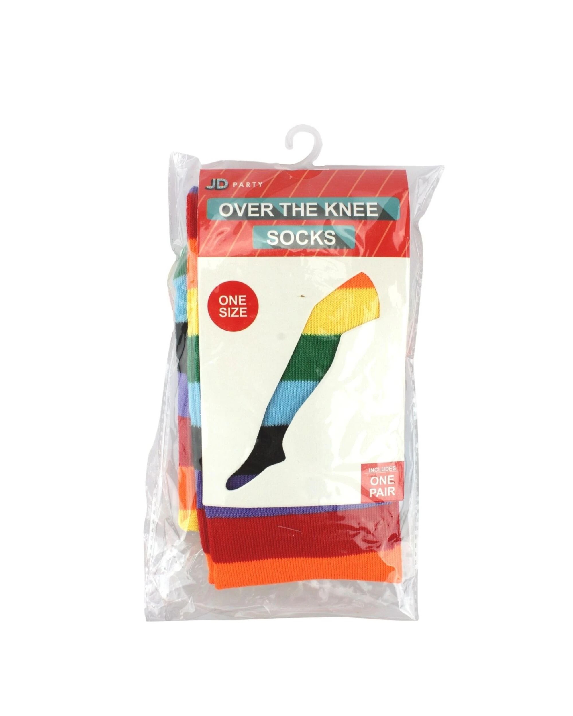 2 JD Party Over The Knee Rainbow Striped Socks - Multi, 2 of 2