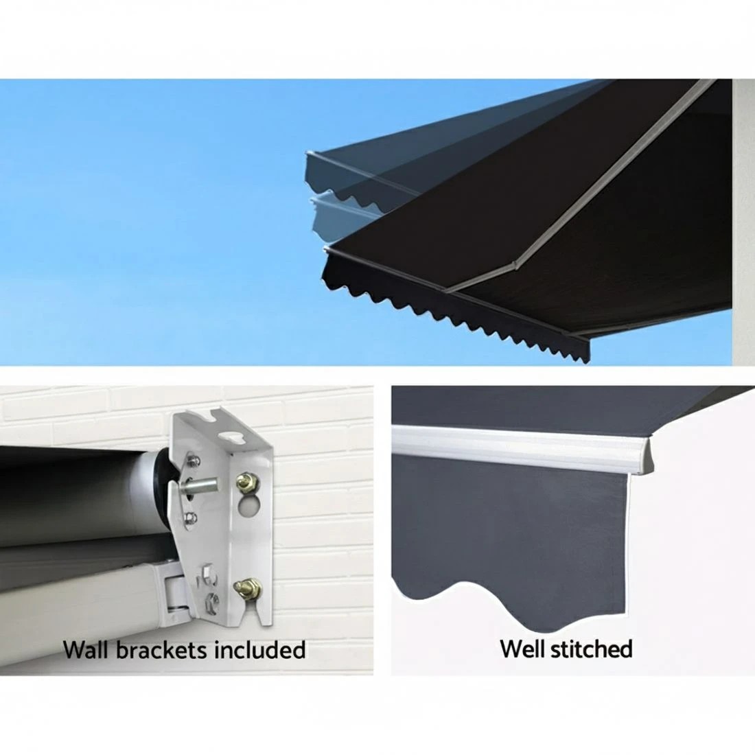 5 Instahut Retractable Folding Arm Awning Manual Sunshade 5Mx3M - Grey, 5 of 6