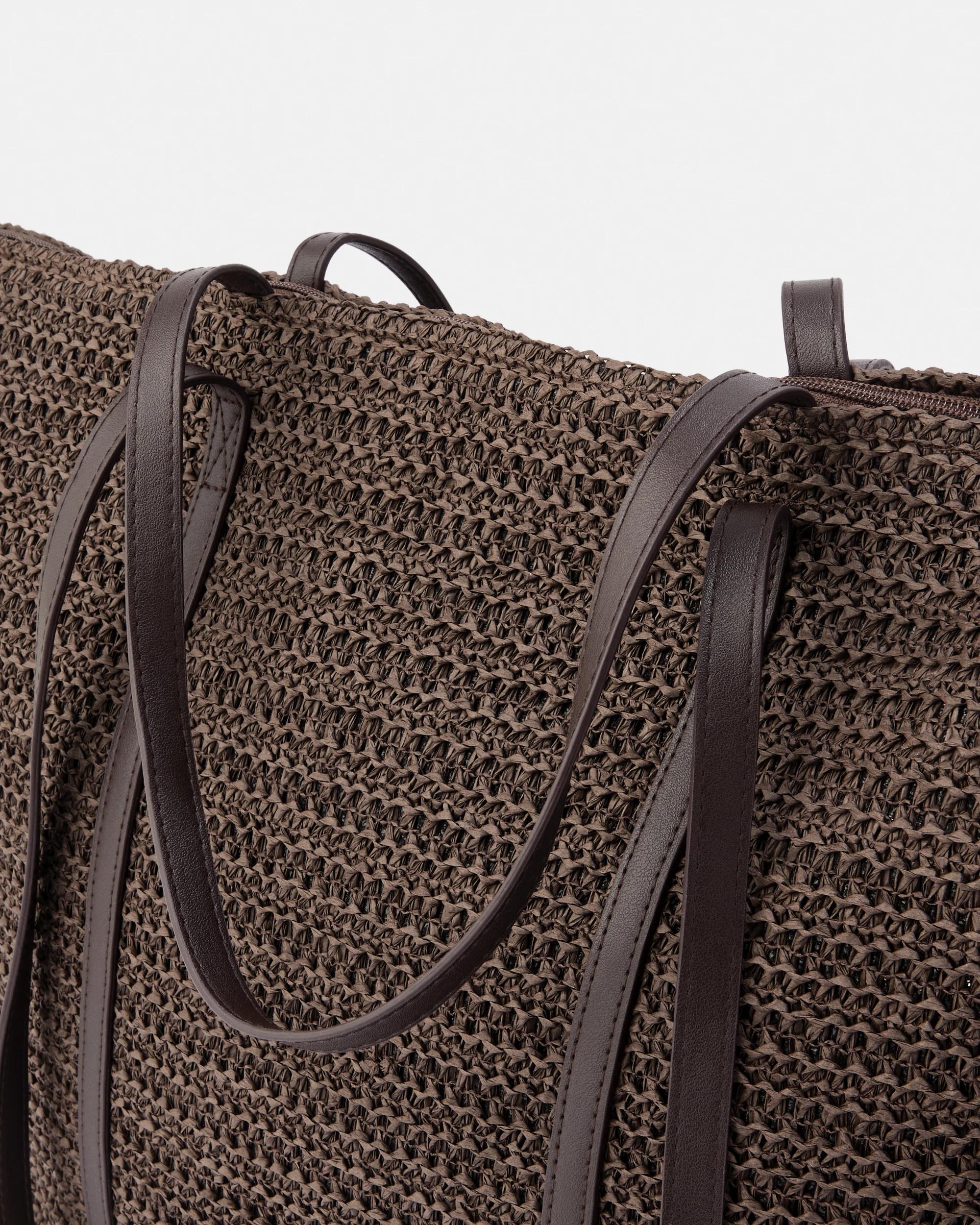 3 Large Woven Tote Bag Chocolate, 3 of 5