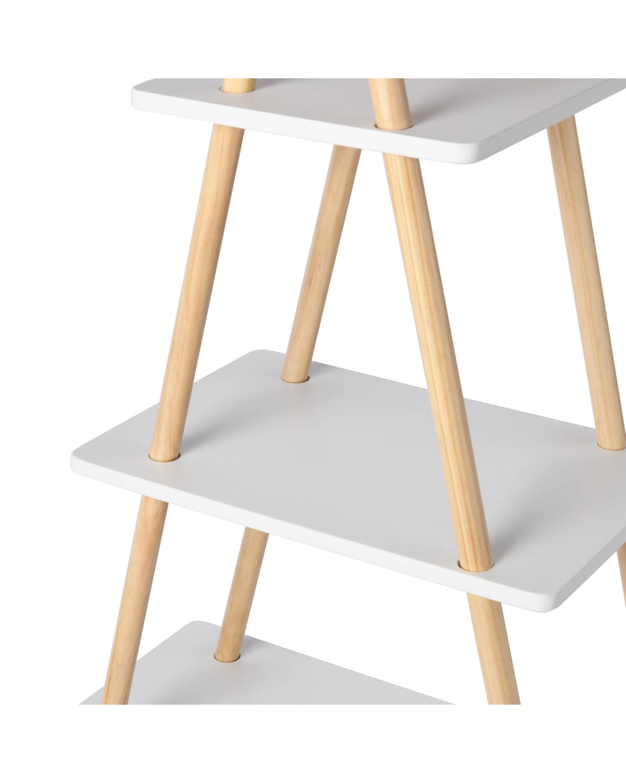 5 Takara Kusa 4-Tier Natural Wooden A-Frame Ladder Storage Shelf Bamboo Bookcase 30x78x148cm - Natural and White, 5 of 5