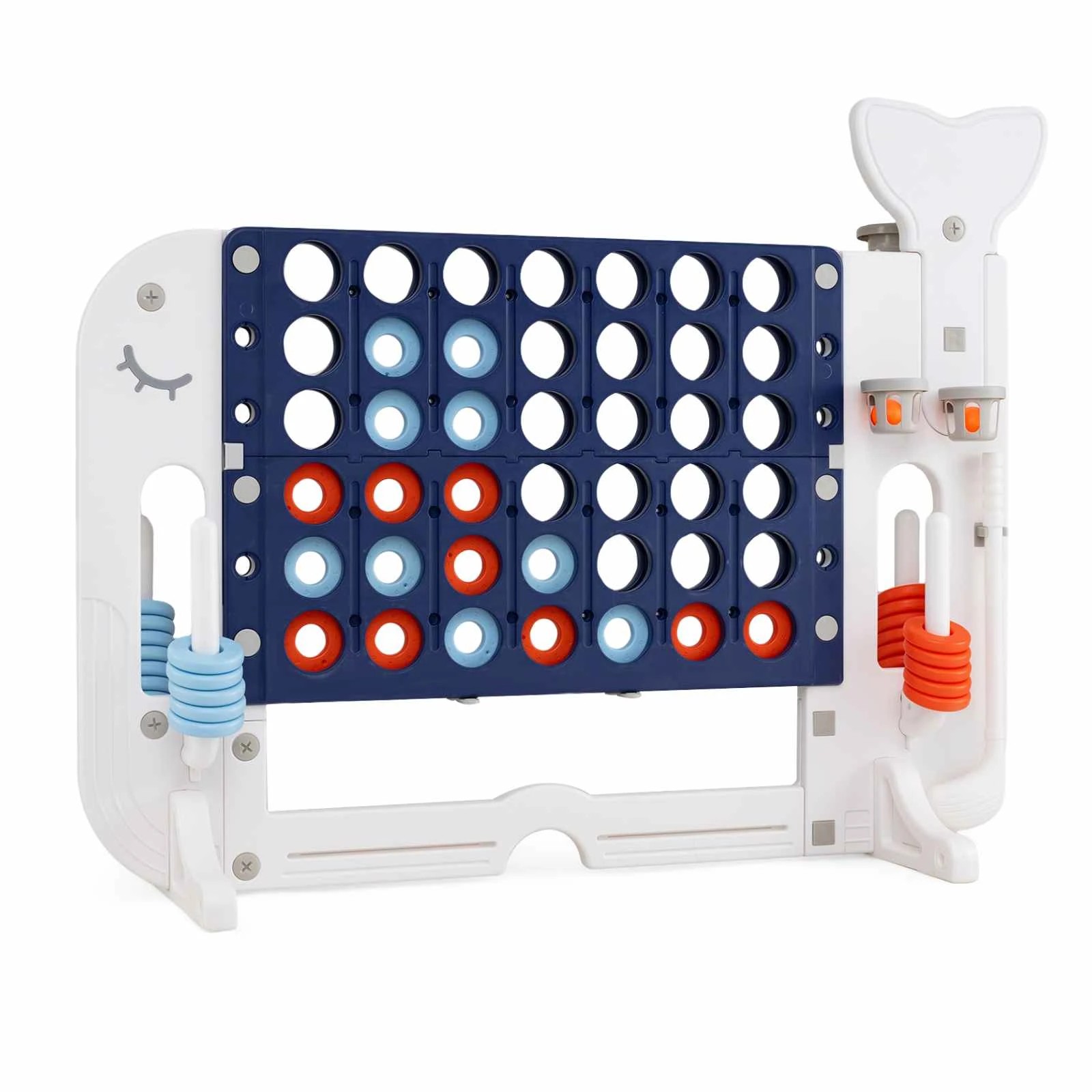 1 Costway Giant Connect 4 In A Row Jumbo 4-to-Score Game Set Ring Toss Basketball Hoop - Blue, 1 of 2