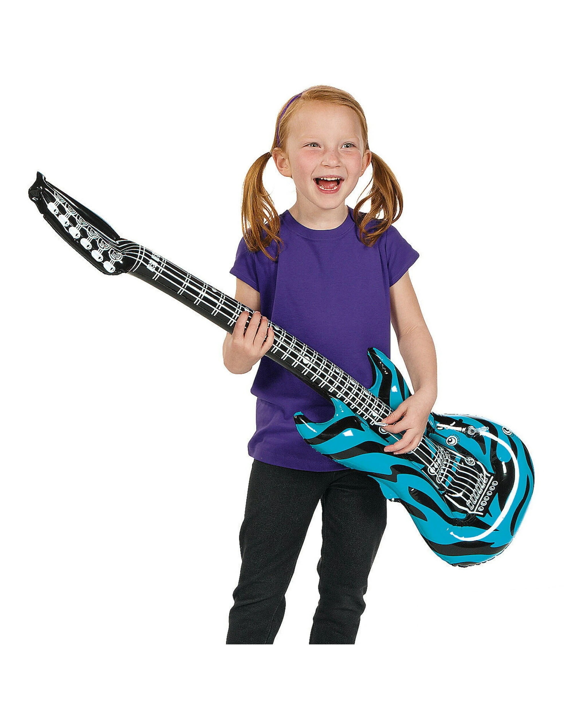 2 Partyrama Inflatable Neon Zebra Print Rock Guitars Pack of 6, 2 of 2