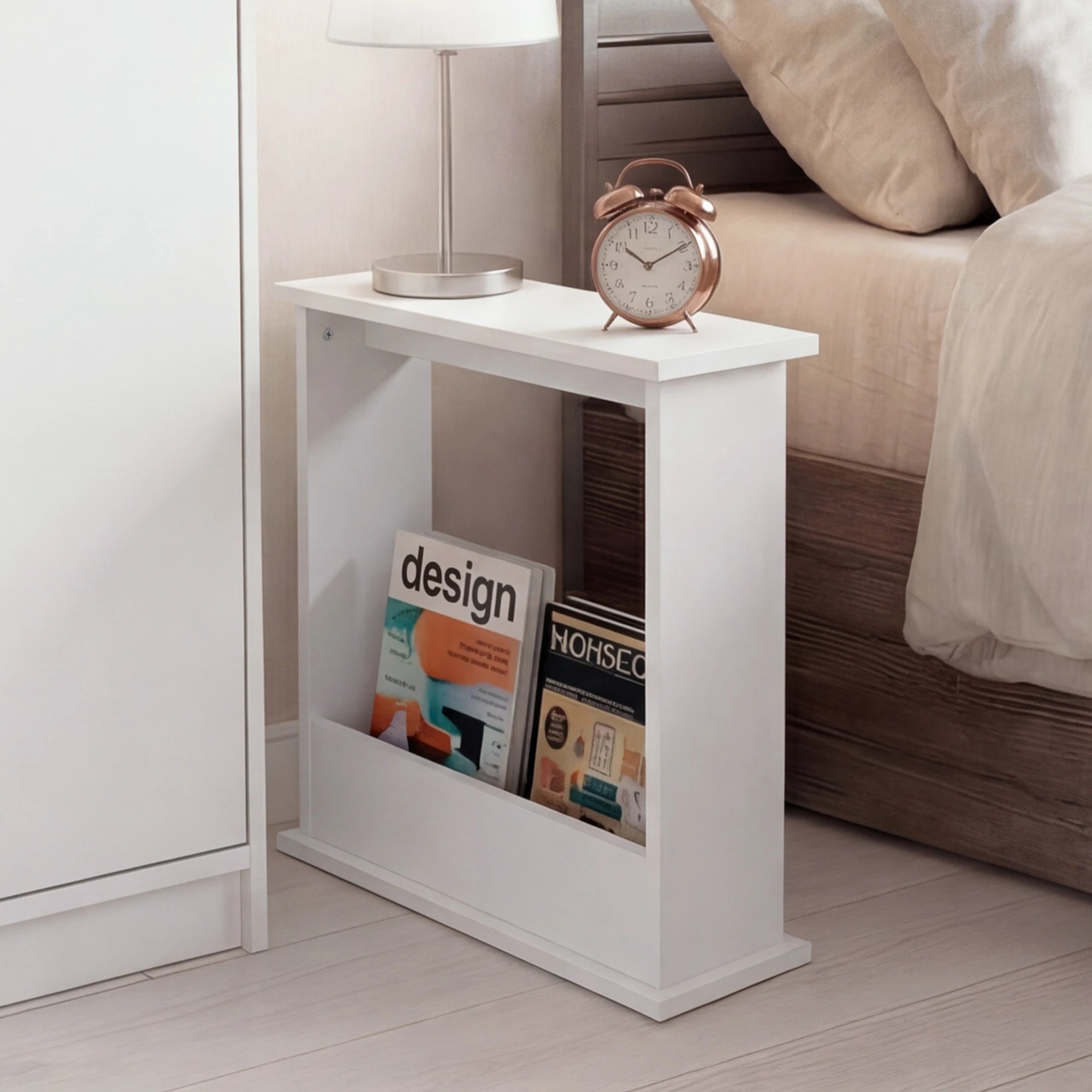 8 Levede Narrow End Table Modern Office Side Table Magazine Rack Bedside Storage, 8 of 8