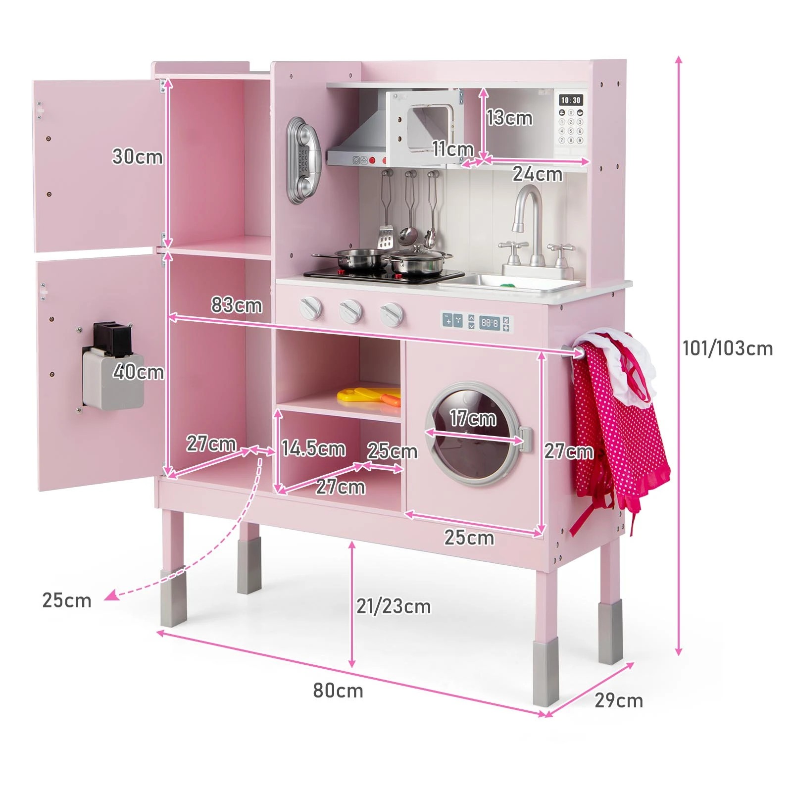 2 Costway Pretend Play Kitchen Toy Gift Pink, 2 of 3