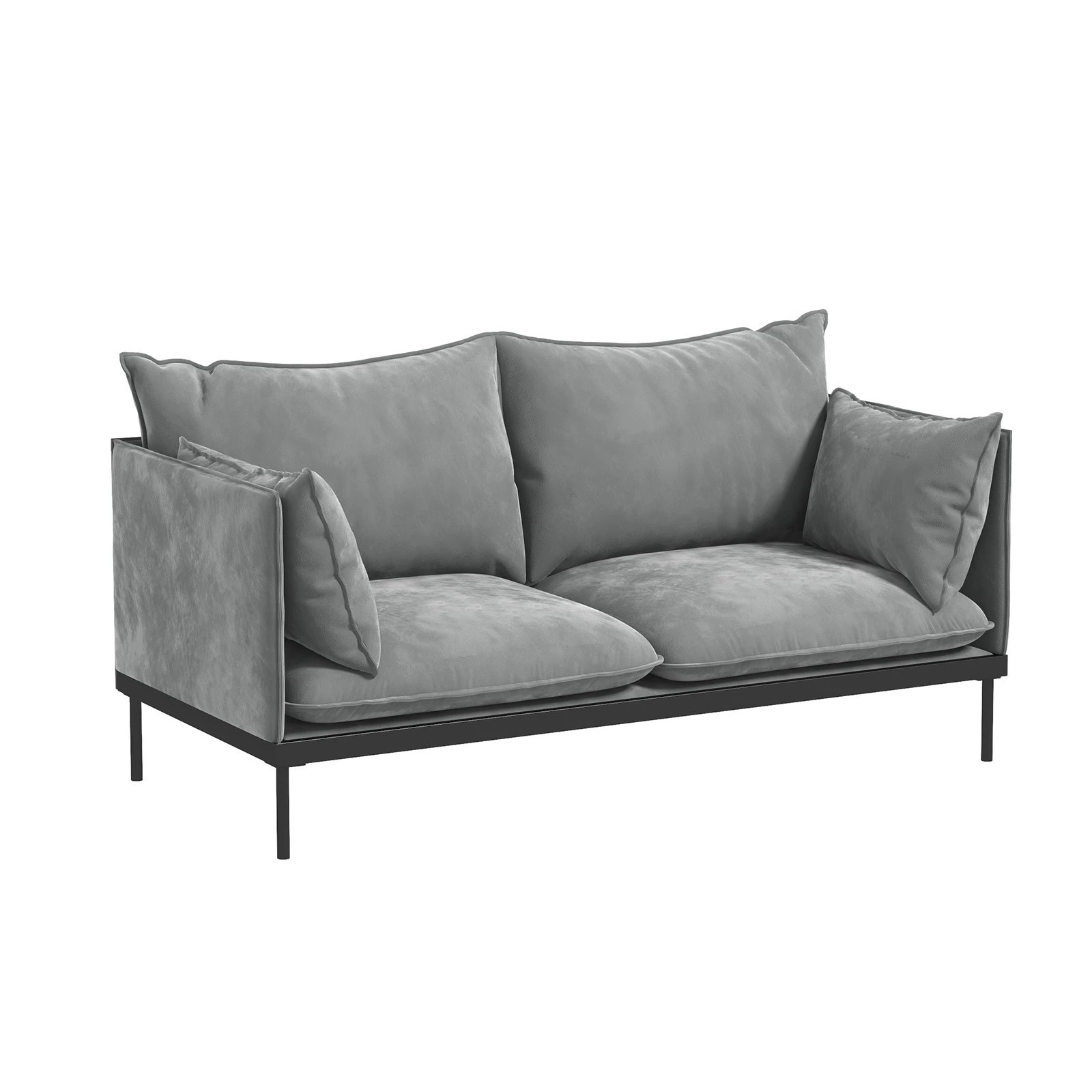 1 Casa Decor Camilla Luxury Upholstered Fabric Sofa 2 Seater - Grey, 1 of 10
