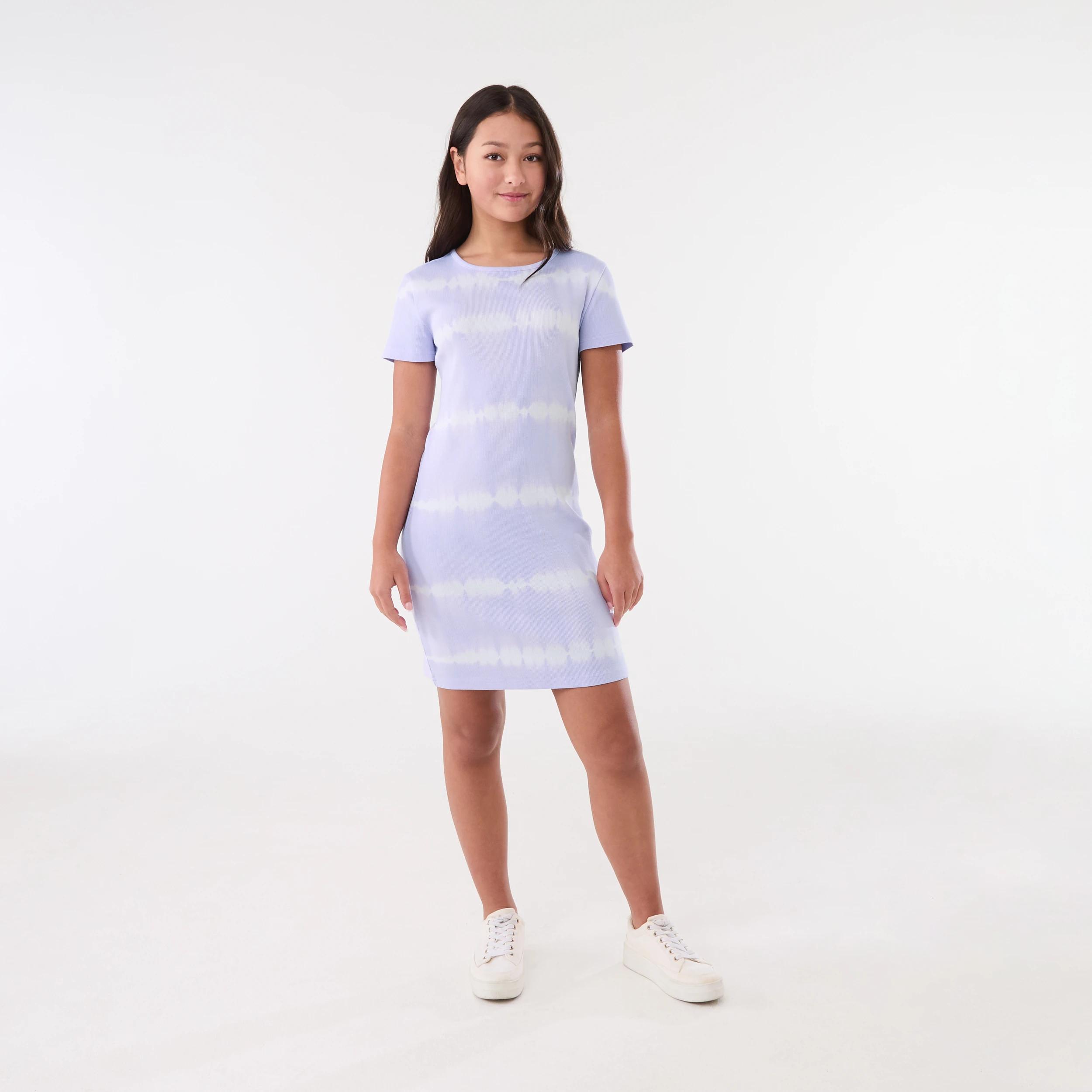 1 Short Sleeve Rib Dress PASTEL LILAC, 1 of 4