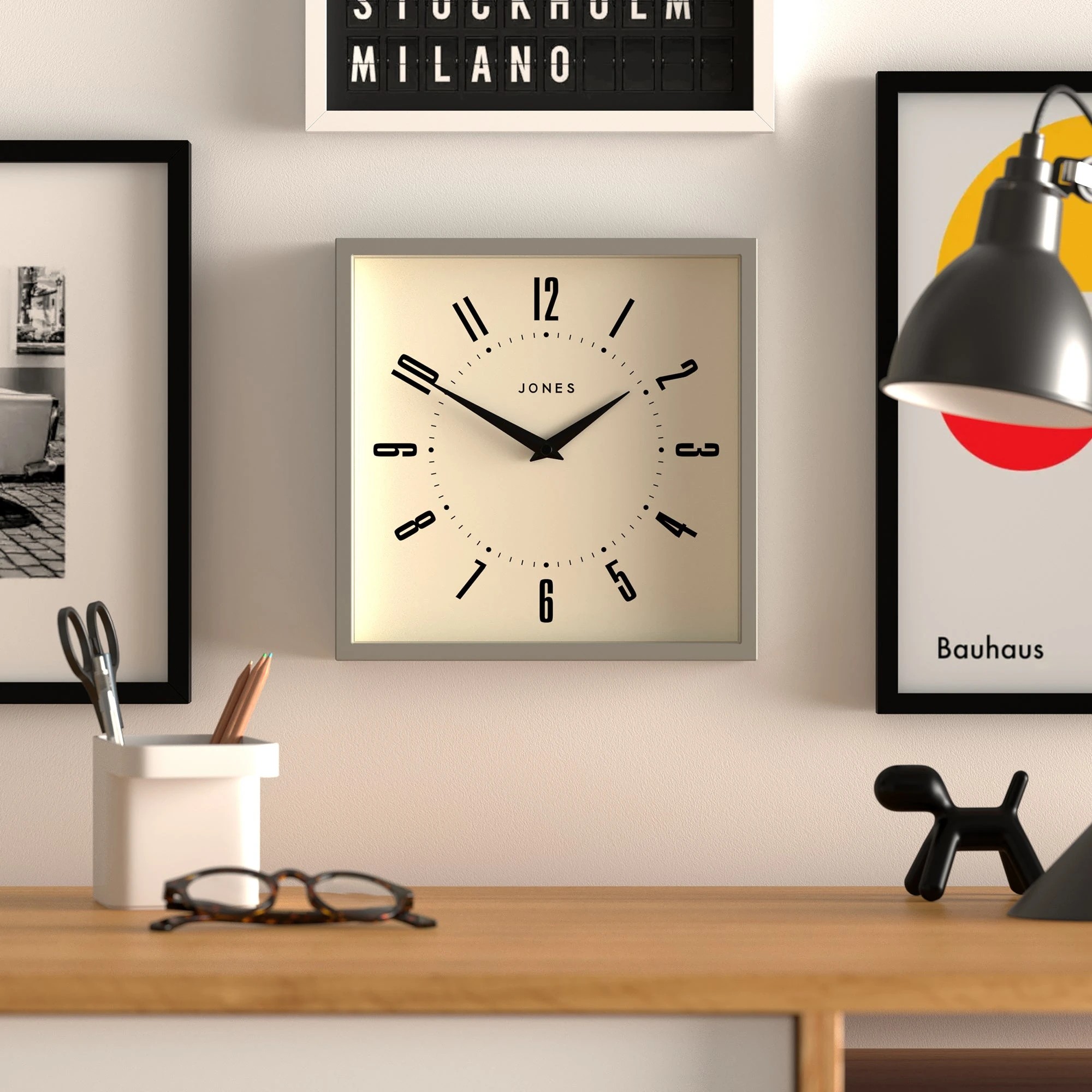 3 Newgate Jones Box Wall Clock Grey, 3 of 4