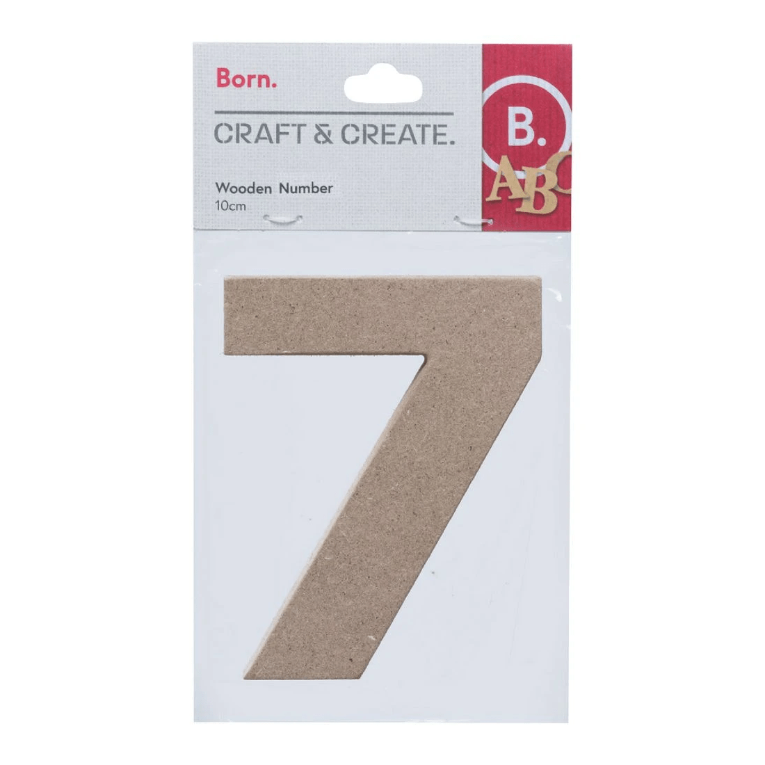 1 Born Wooden Number 7 10cm, 1 of 3