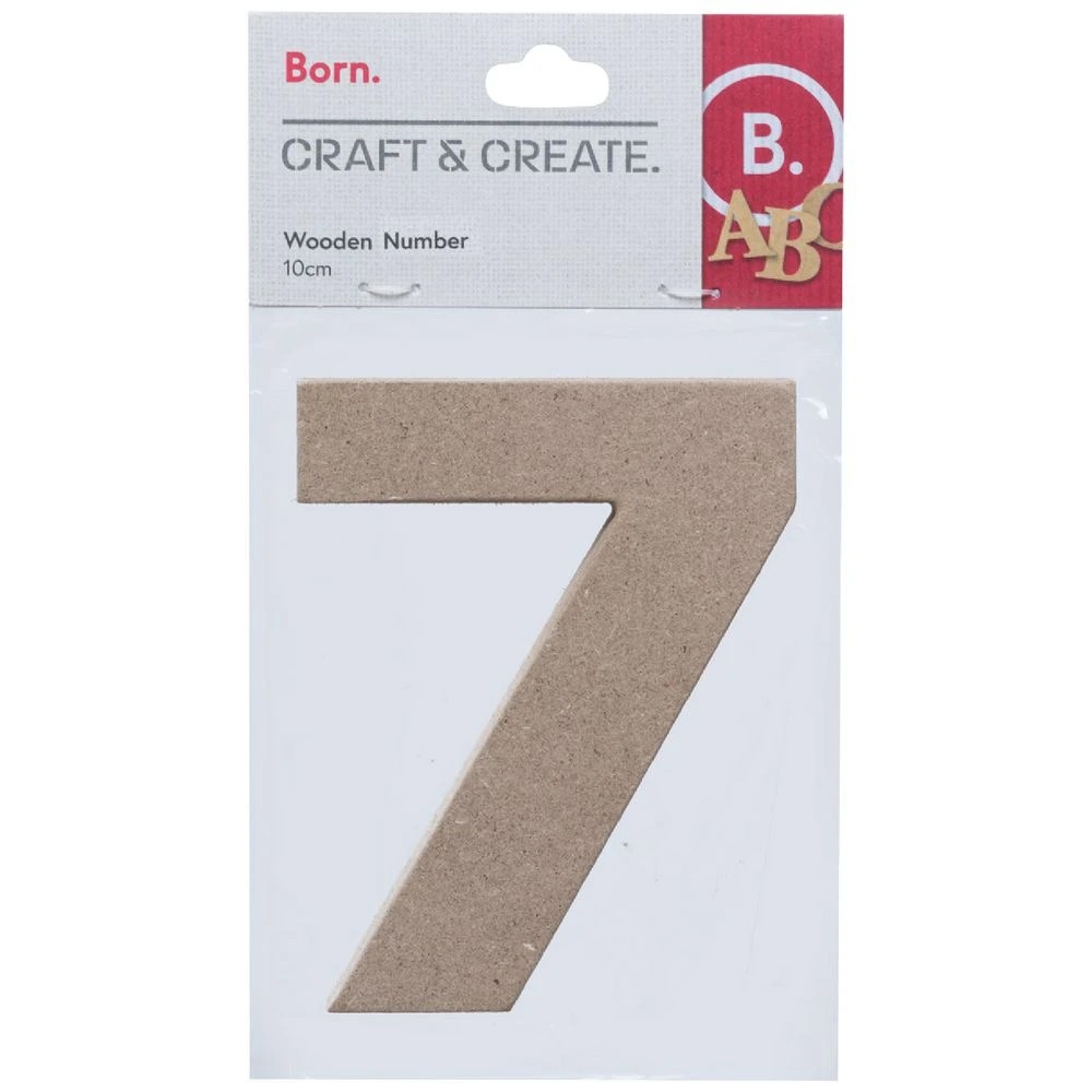 1 Born Wooden Number 7 10cm, 1 of 3