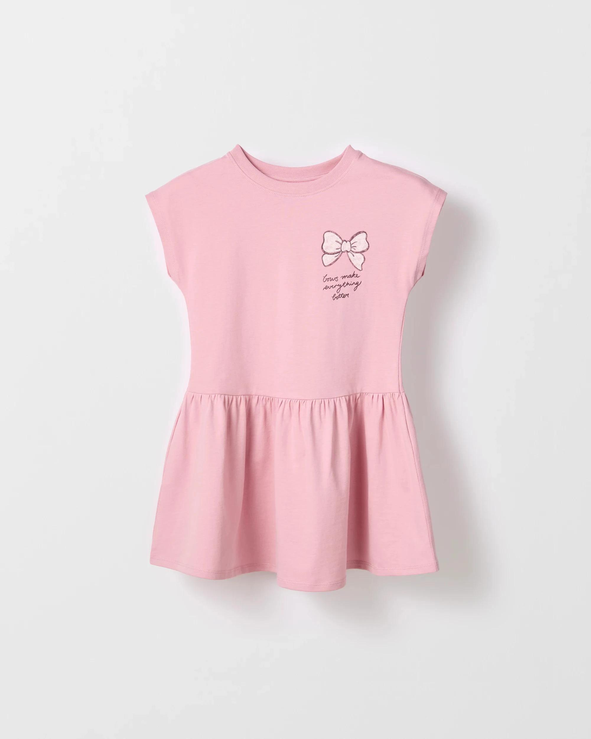 6 Target Kids Australian Cotton 2 Pack Knee Length Dress PINK BOW, 6 of 8