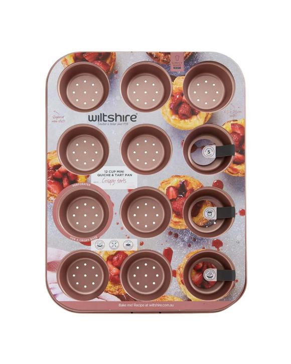 Wiltshire 12 Cup Non-Stick Perforated Quiche Pan Baking Tray - Gold