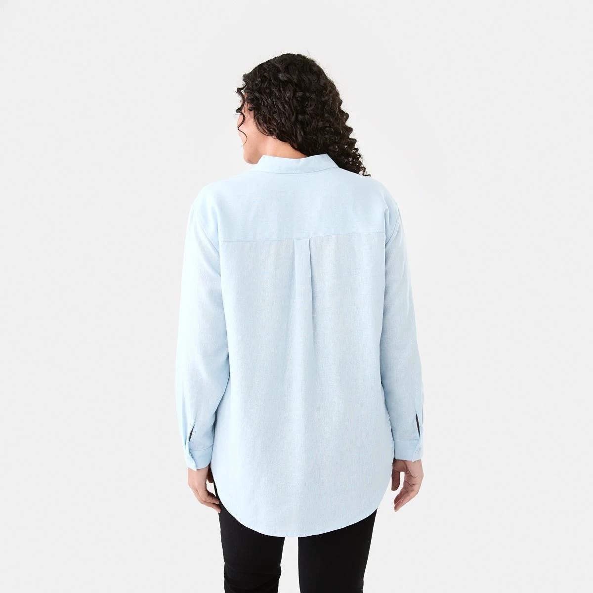 3 Long Sleeve Linen Blend Shirt Blu Bysde, 3 of 6