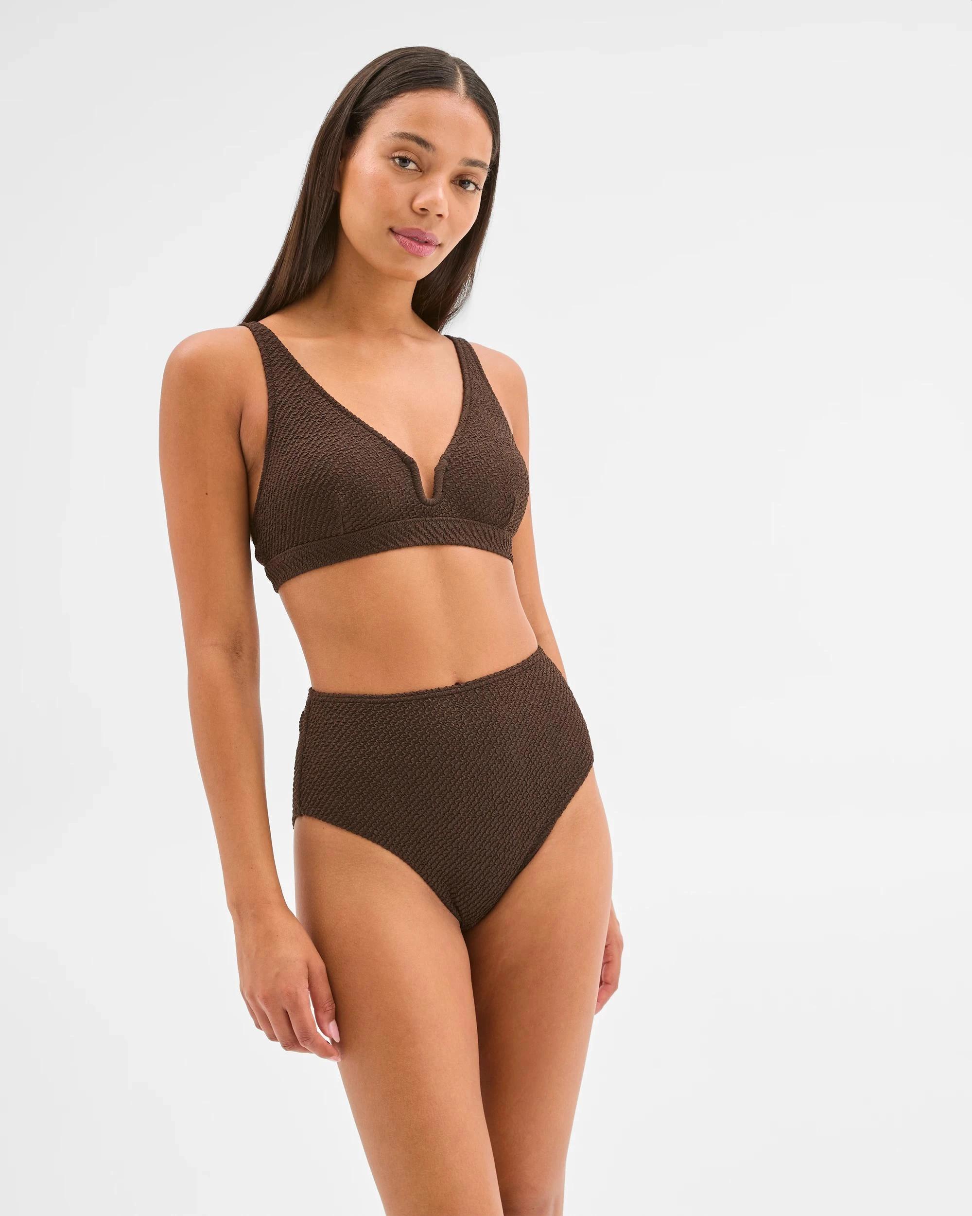 1 Target Woman Resort High Waisted Textured Bikini Bottoms COCOA, 1 of 10