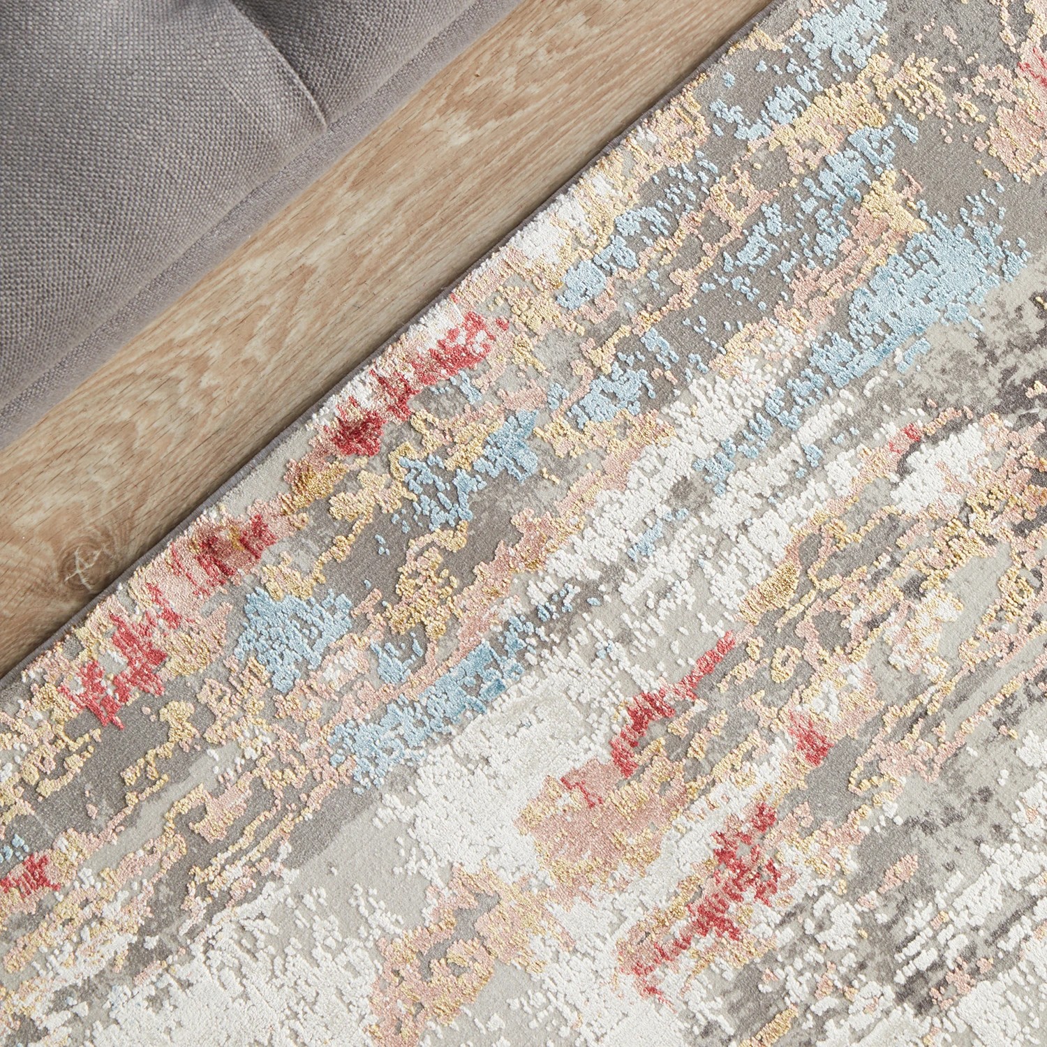8 Common Ground Rugs Glimmers 107 400x80cm Runner - Large Bamboo Silk Power Loomed Rug - Multi, 8 of 9