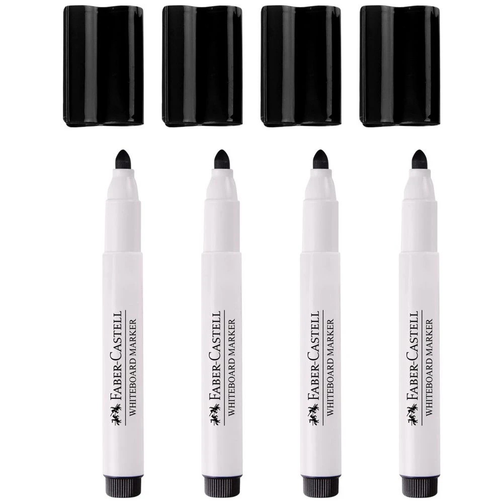 2 Faber-Castell Connector Pen Whiteboard Markers Black 4 Pack, 2 of 3