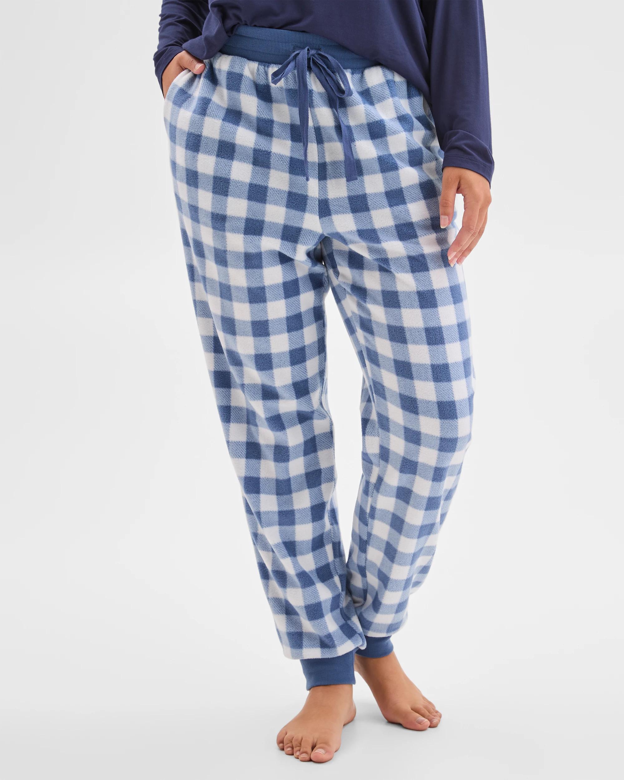 5 Target Woman Fleece Sleep Pyjama Jogger Pants GINGHAM BLUE, 5 of 7