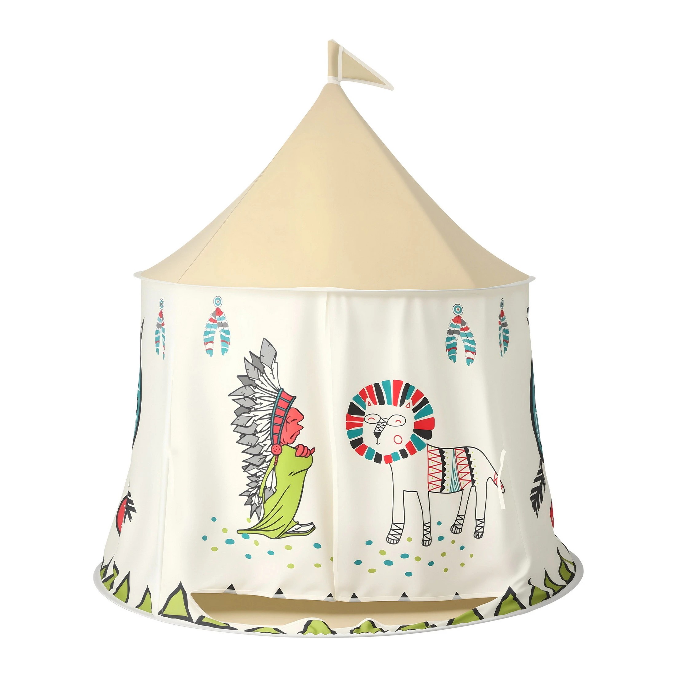 3 Keezi Kids Play Tent Playhouse Castle with Window Carry Bag 115cmx115cm Cute Flag - Multi, 3 of 7
