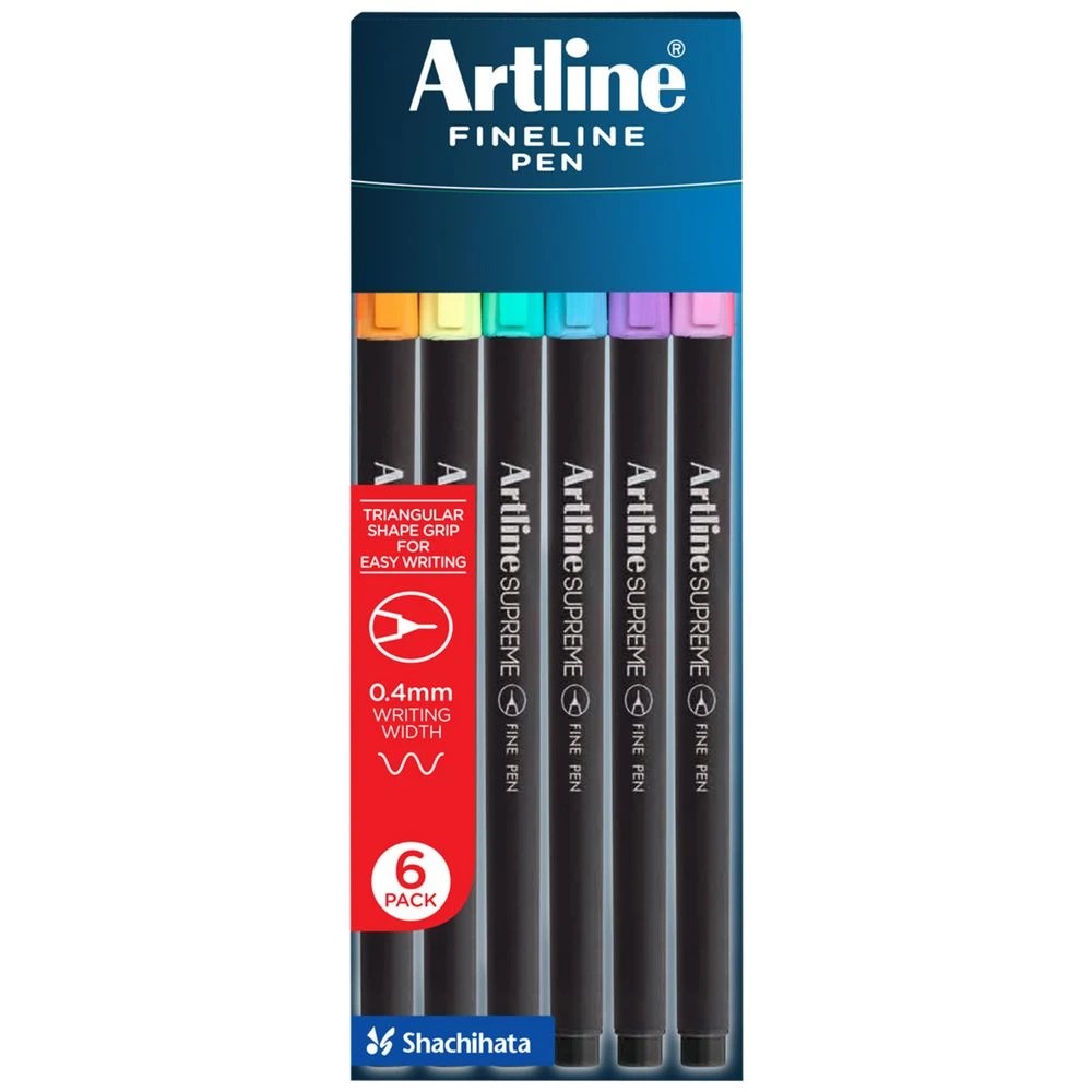 1 Artline Supreme Fineliner 0.4mm Pastel 6 Pack, 1 of 1