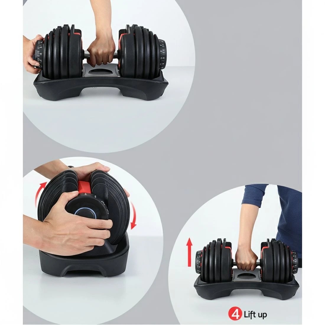 6 Everfit 24kg Dumbbells Adjustable Dumbbell Weight Plates Home Gym - Multi, 6 of 6