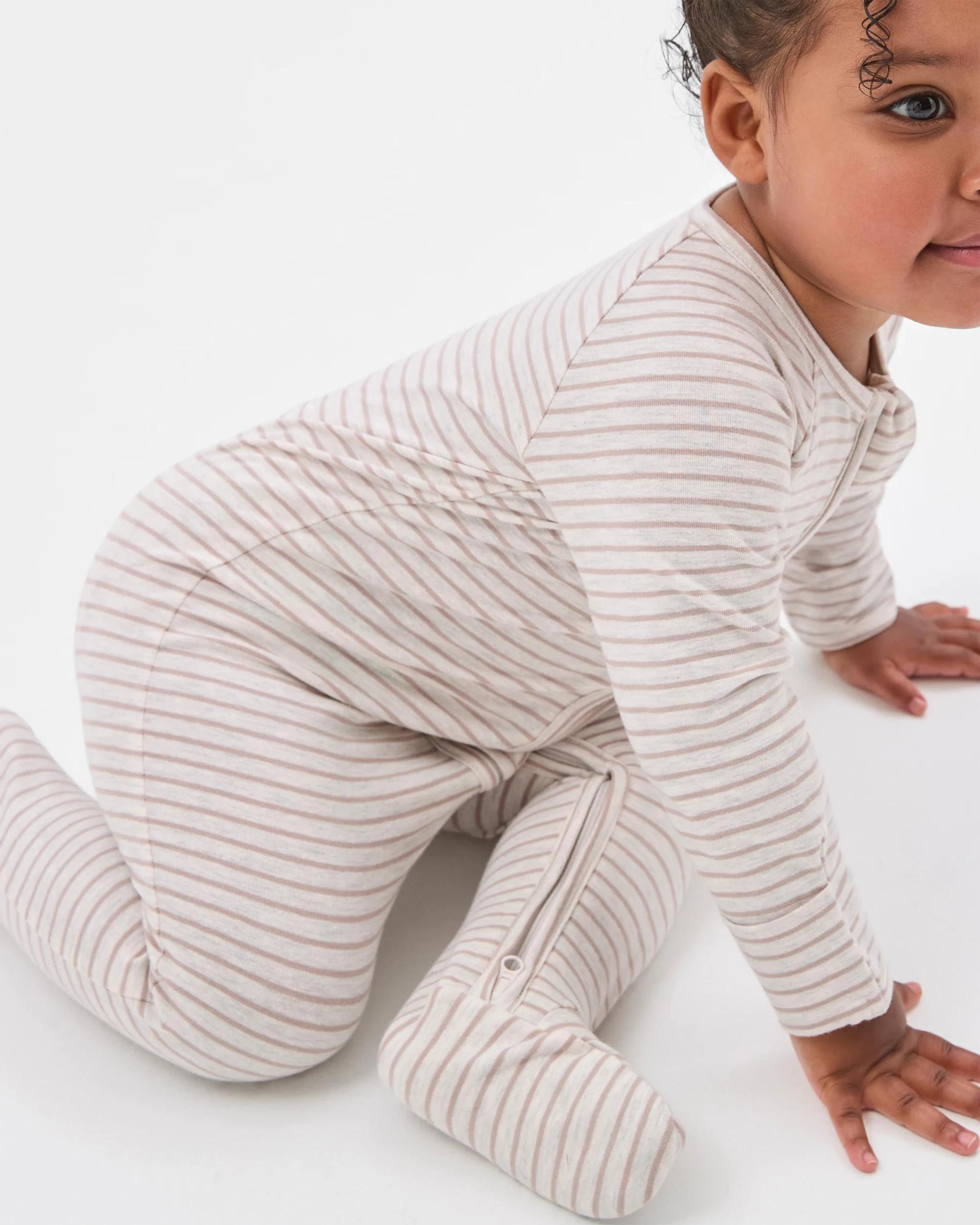 4 Target Baby Baby Organic Cotton Print Zip Coverall STRIPE OAT, 4 of 6