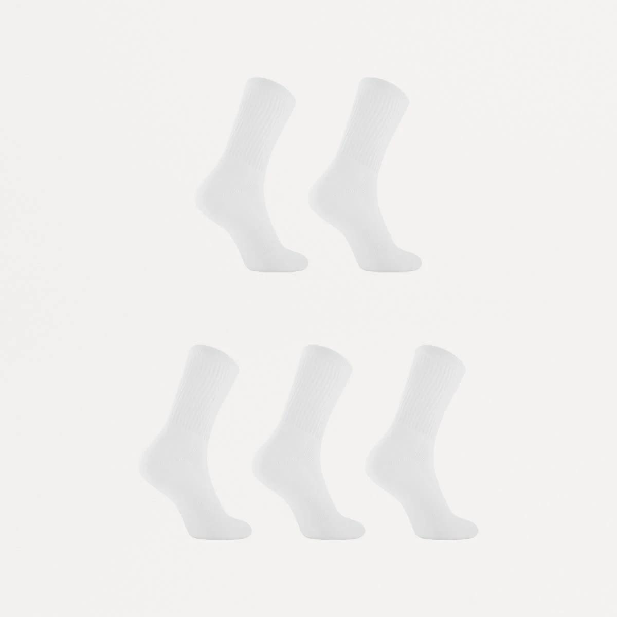 2 5 Pack Full Terry Crew Sports Socks WHITE, 2 of 3