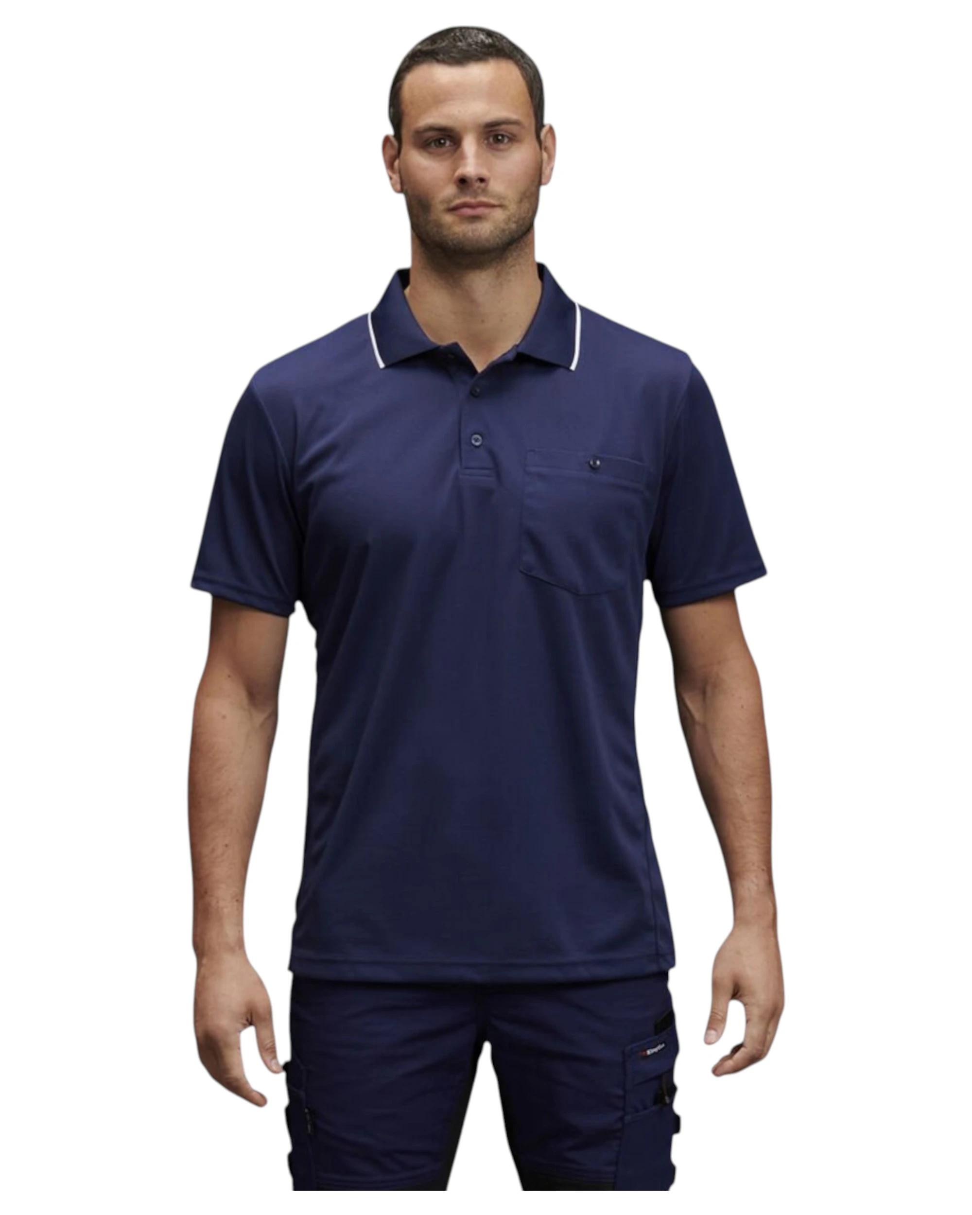 1 KingGee Mens Workcool Hyperfreeze Navy Short Sleeve Polo Shirt Navy, 1 of 5