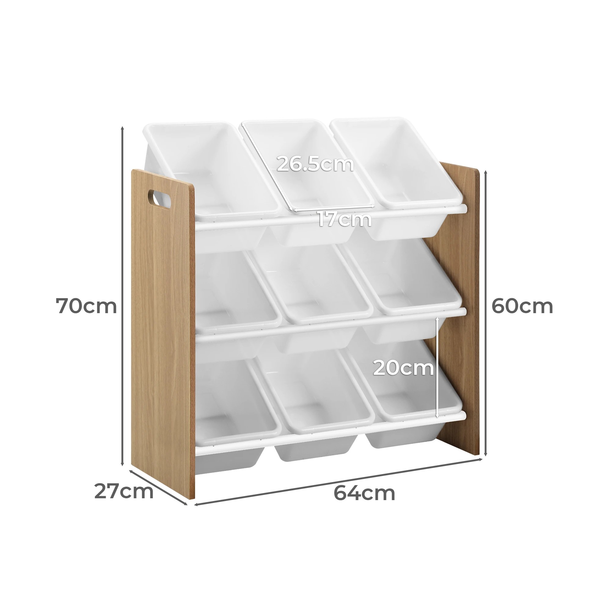 2 Oikiture Kids Toy Box Organiser 9 Bins Display Shelf Storage Rack - Natural, 2 of 6