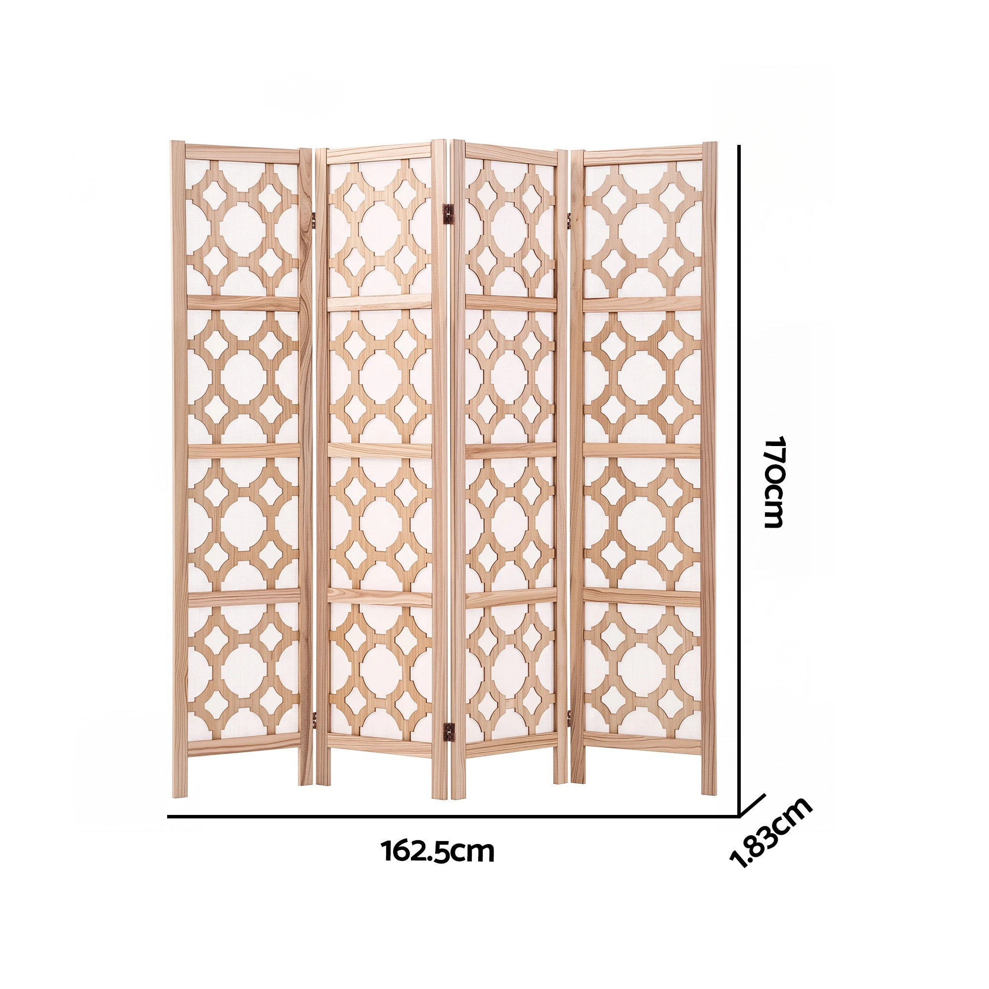 2 Artiss 4 Panel Room Divider Folding Privacy Screen Partition Freestanding Separator 170cm - Natural, 2 of 8