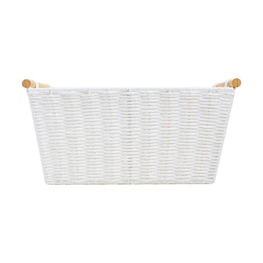 4 Rectangle Bamboo Handle Basket - Medium, White, 4 of 8