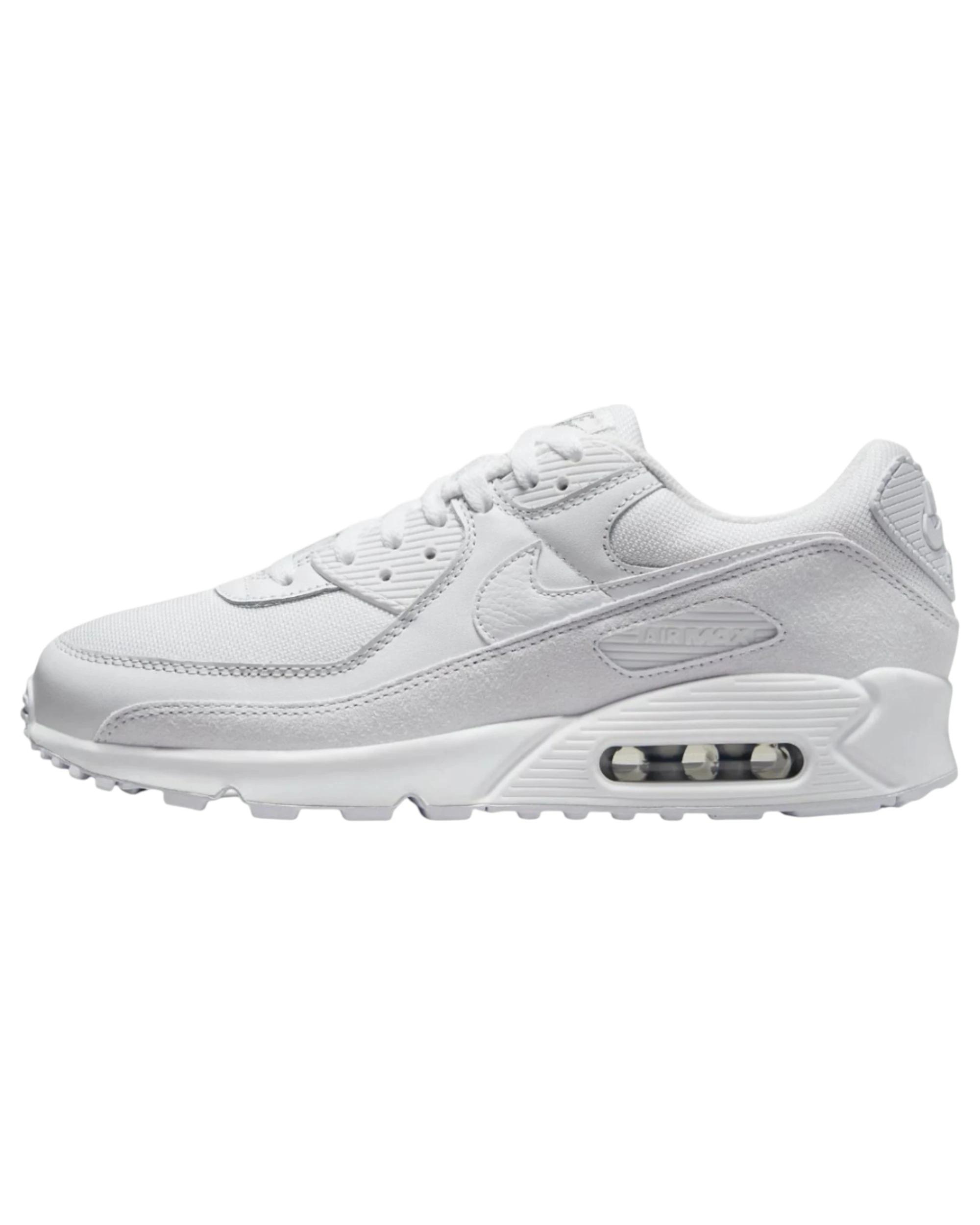 2 Nike Mens Air Max 90 Premium Triple White Athletic Shoes White, 2 of 8