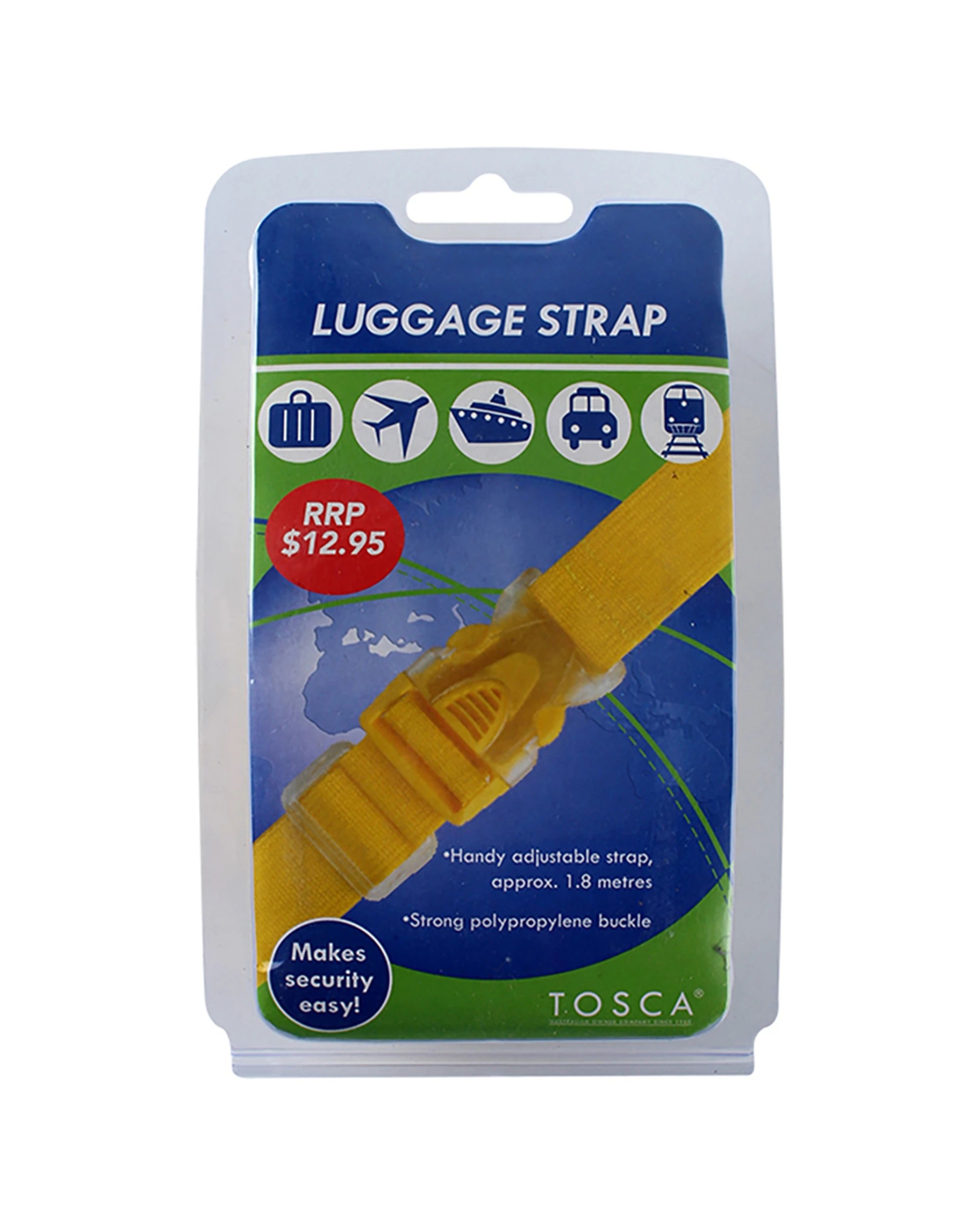 2 Tosca 2Pk 1.8M Adjustable Luggage Security Strap - Yellow, 2 of 2