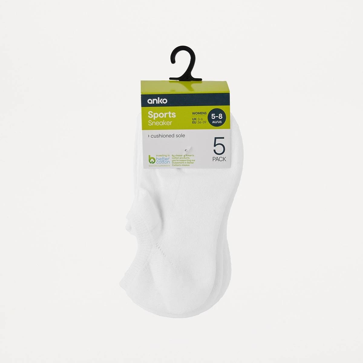 3 5 Pack Active Sneaker Socks WHITE, 3 of 3