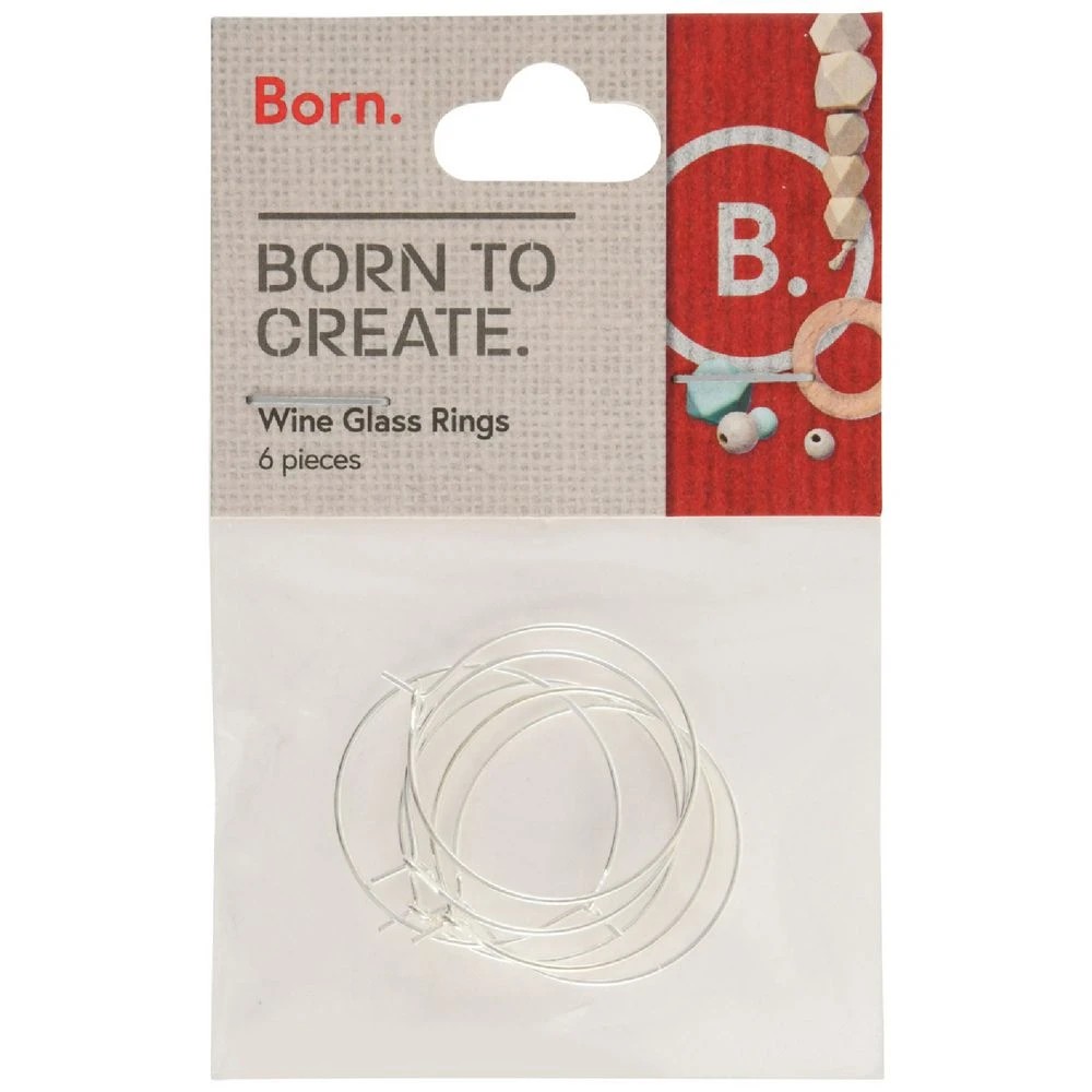 1 Born Wine Glass Rings Silver 6 Pack, 1 of 2