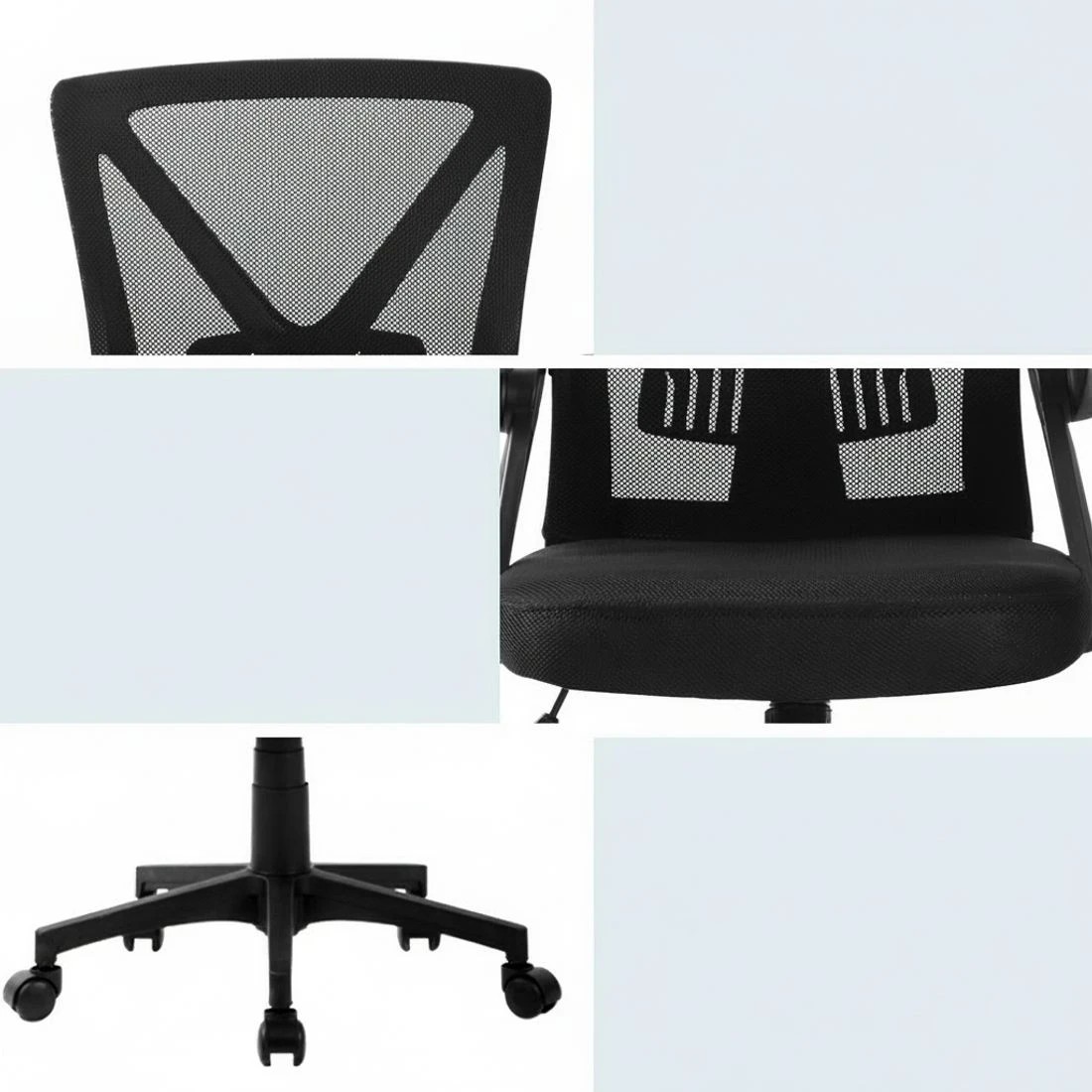 6 Artiss Mesh Office Chair Mid Back - Black, 6 of 6