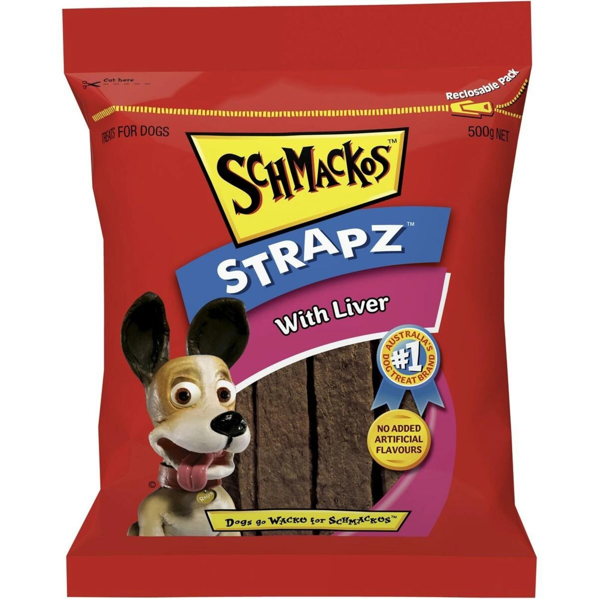 1 Schmackos Snacks Straps Liver 500g 4pk, 1 of 1