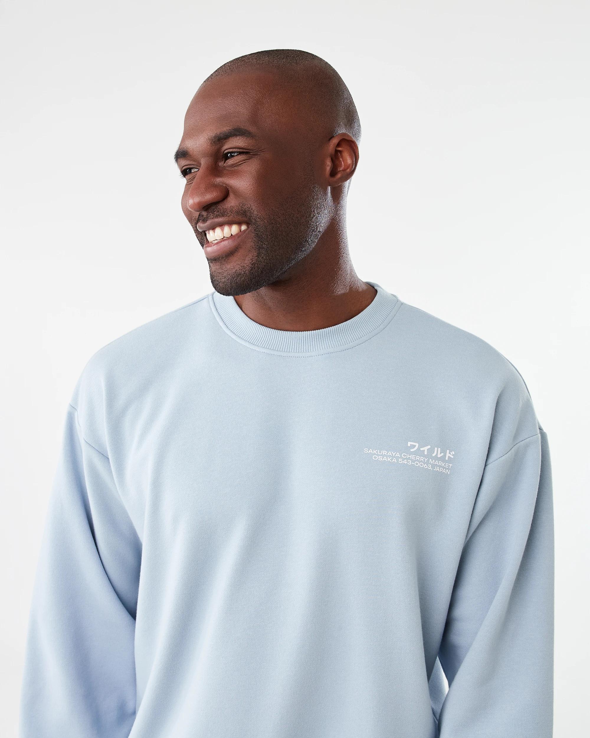 4 Terry Oversized Print Crew Neck Sweatshirt Blu Cherry, 4 of 8