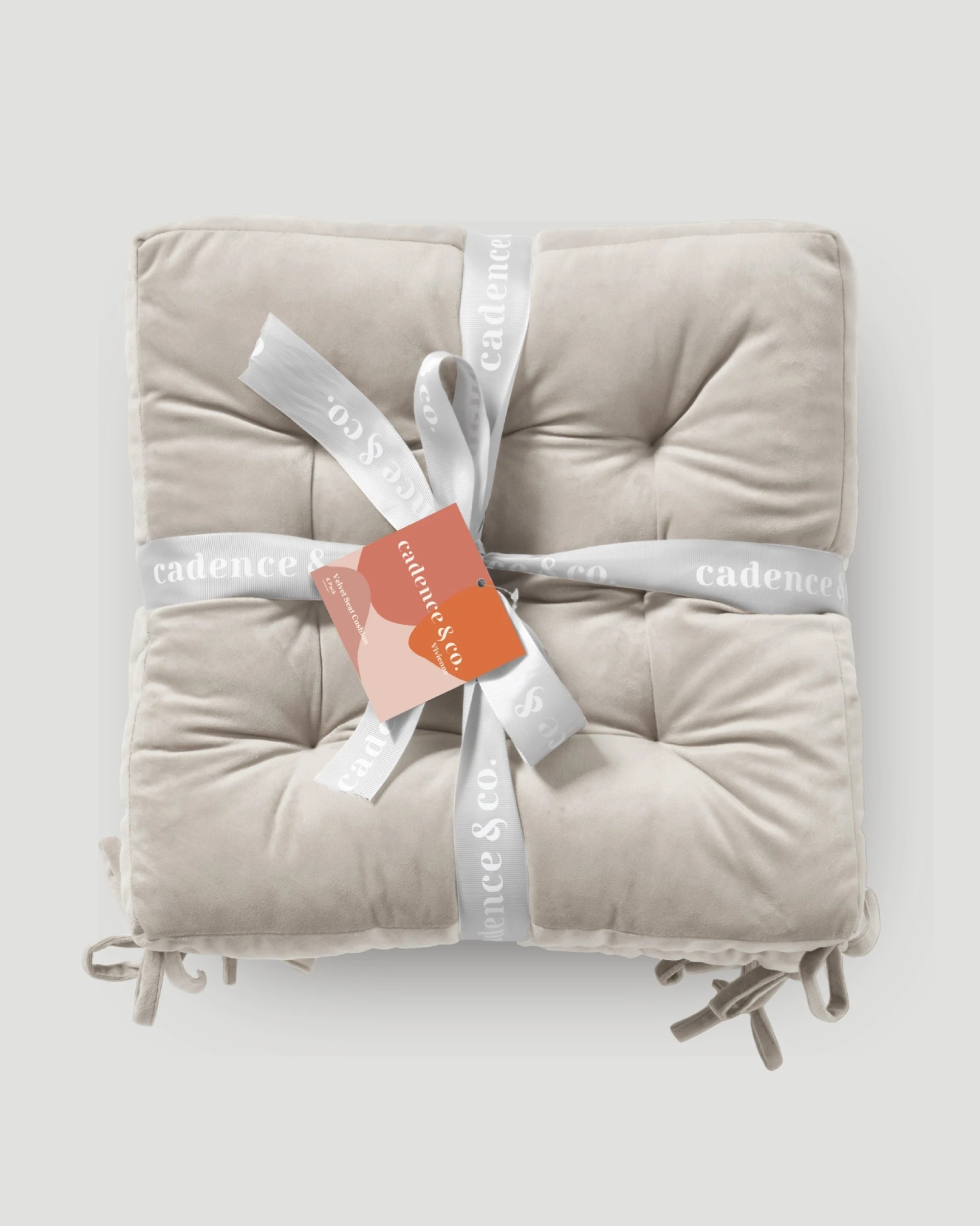 7 Cadence & Co. Vivienne Velvet Seat Cushion 4 Pack - Stone, 7 of 7