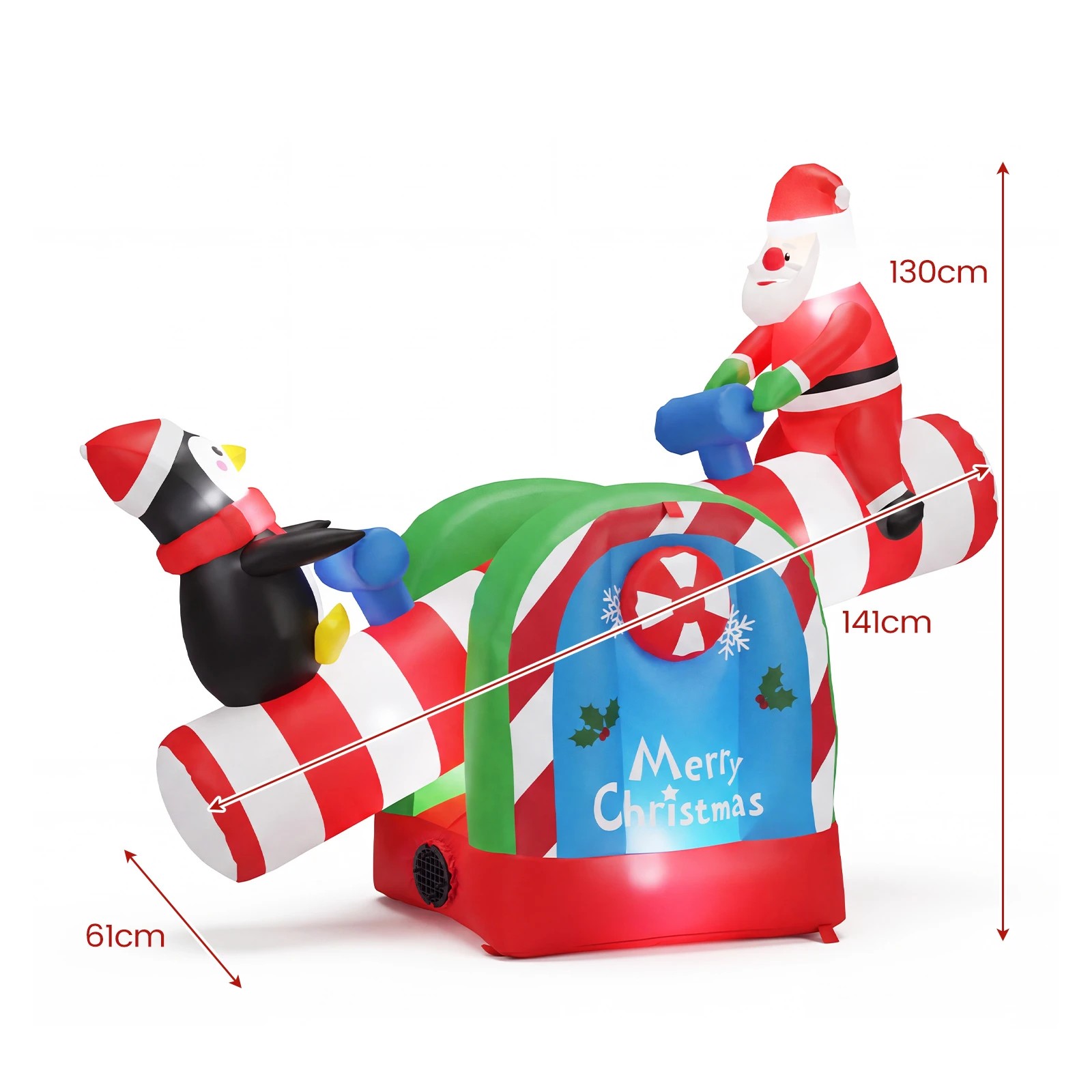 Costway 155cm Inflatable Christmas Santa Claus & Penguin Teeter Totter ...