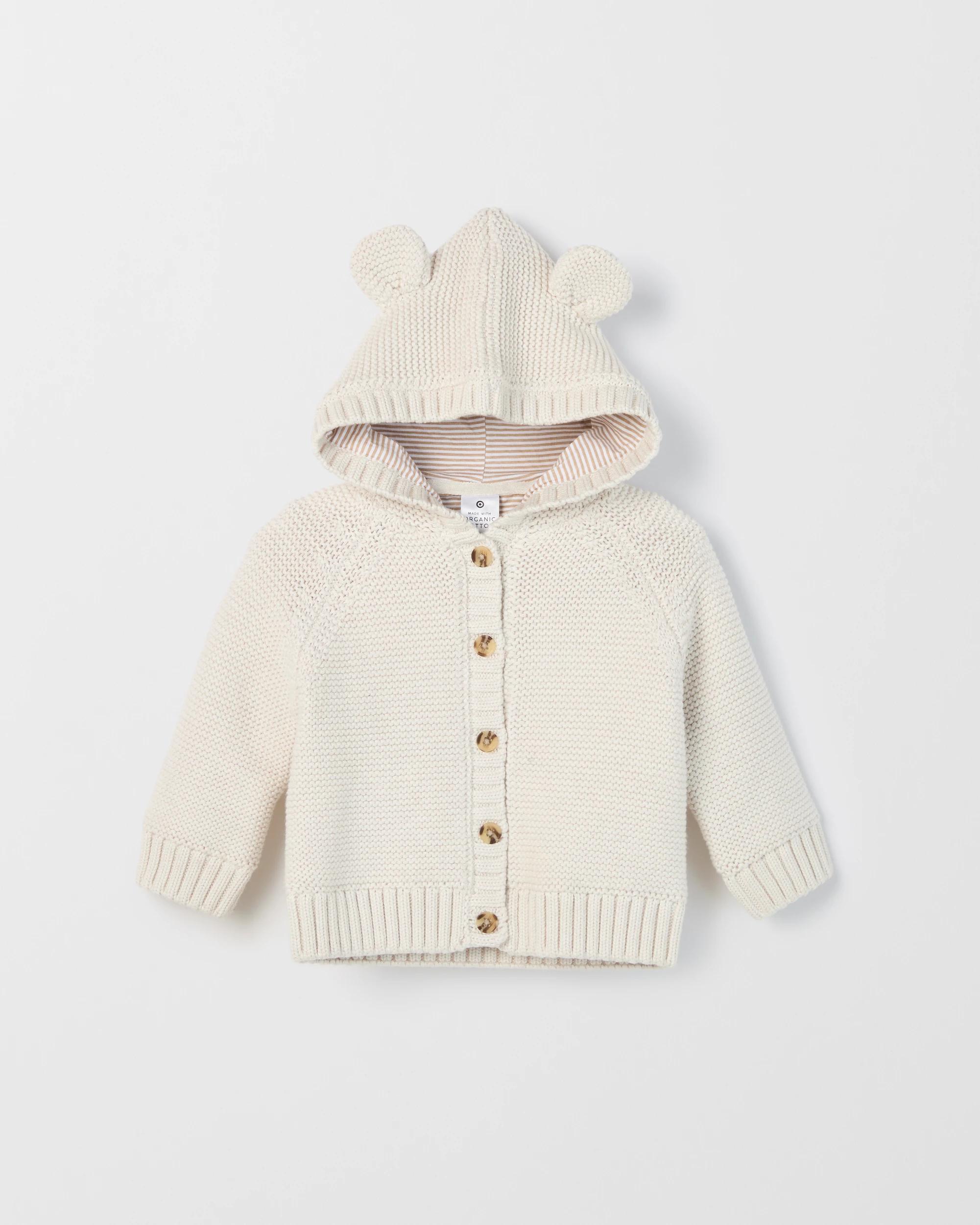 1 Target Baby Baby Organic Cotton Hooded Knit Cardigan OATMEAL MARLE, 1 of 1