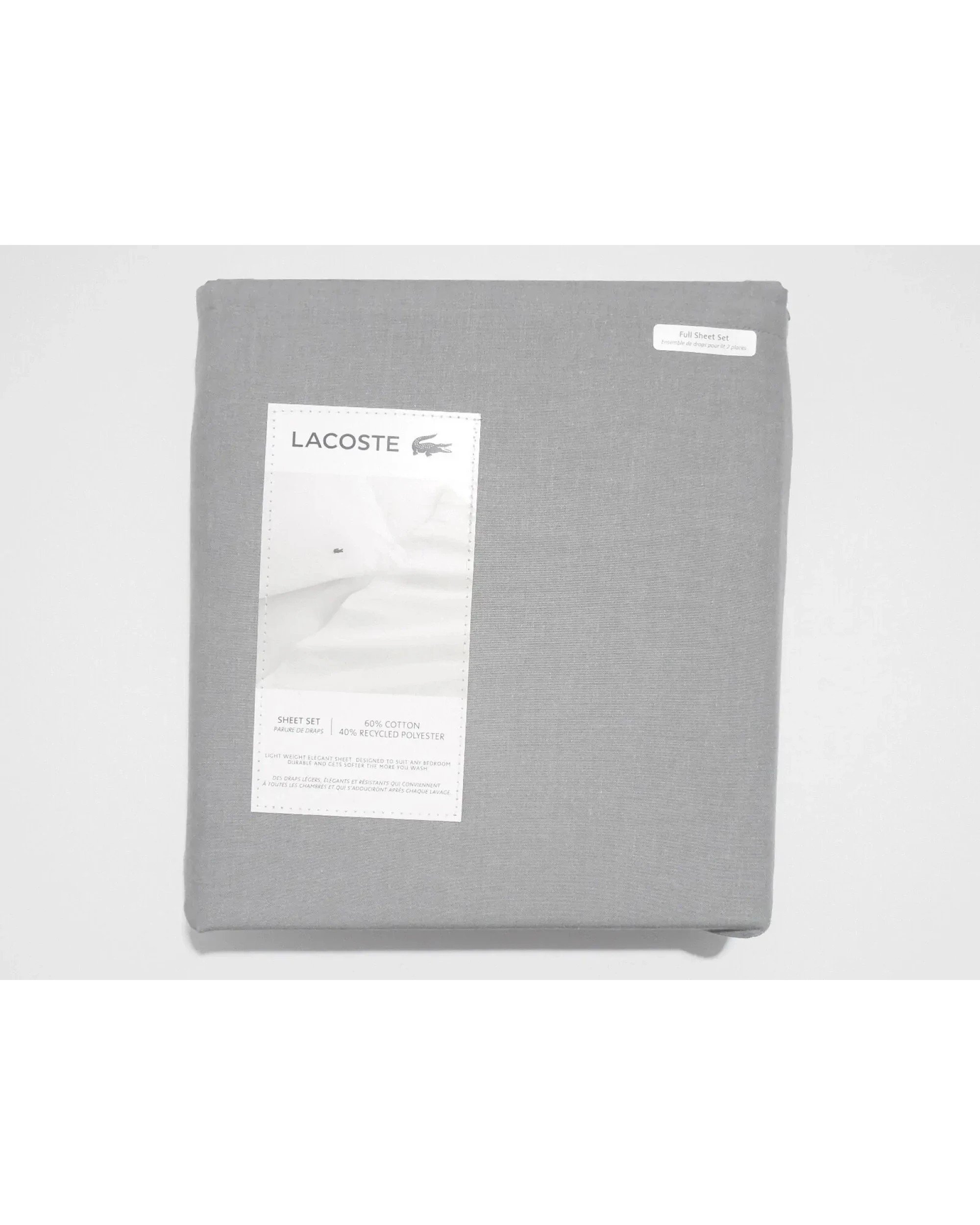 1 Lacoste Cotton Blend Twin Bed Sheet Set Oversized Australian Single in Chambray Grey, 1 of 1