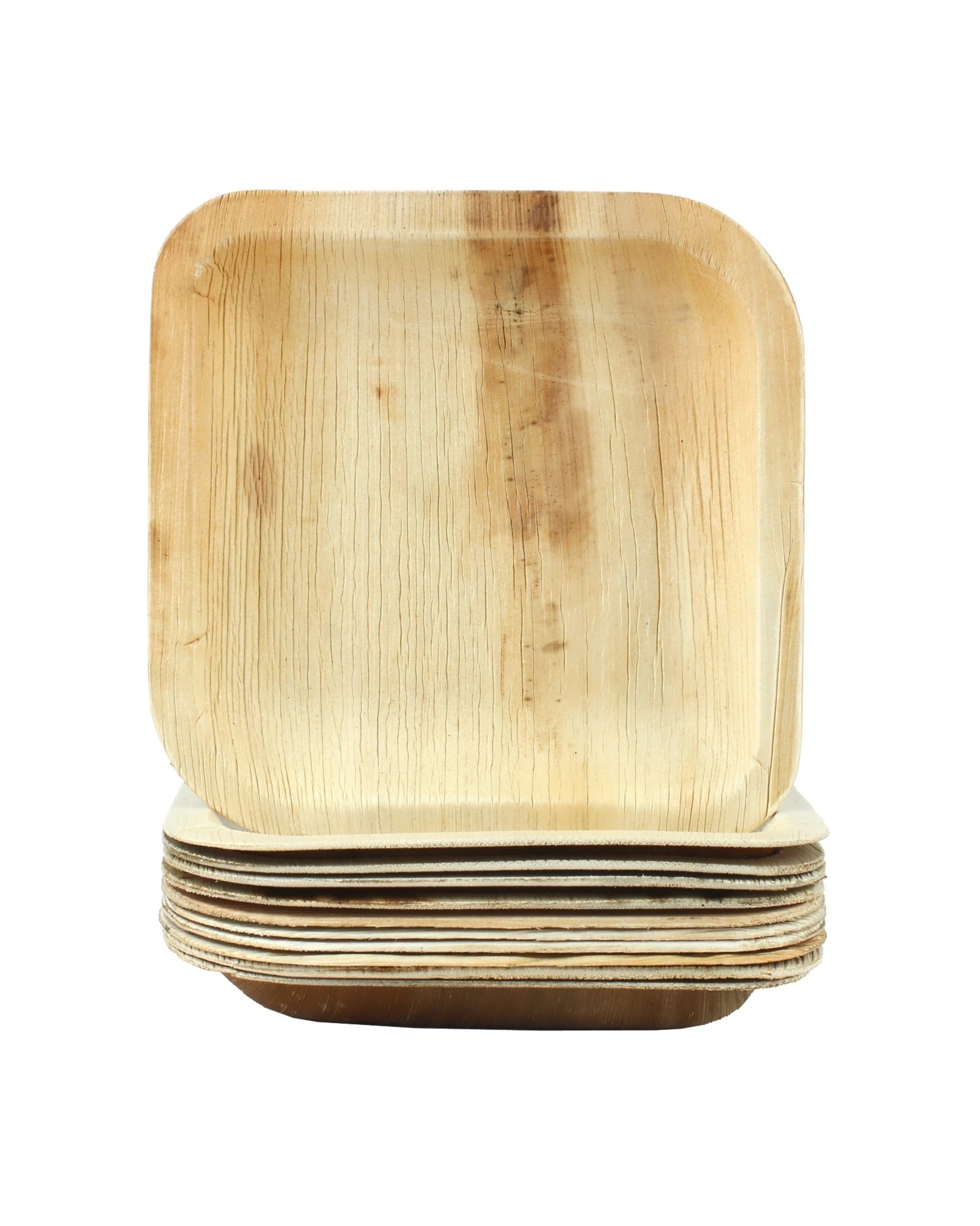 1 Alpen Natural Palm Leaf Small Square Plates Pack of 10, 1 of 2