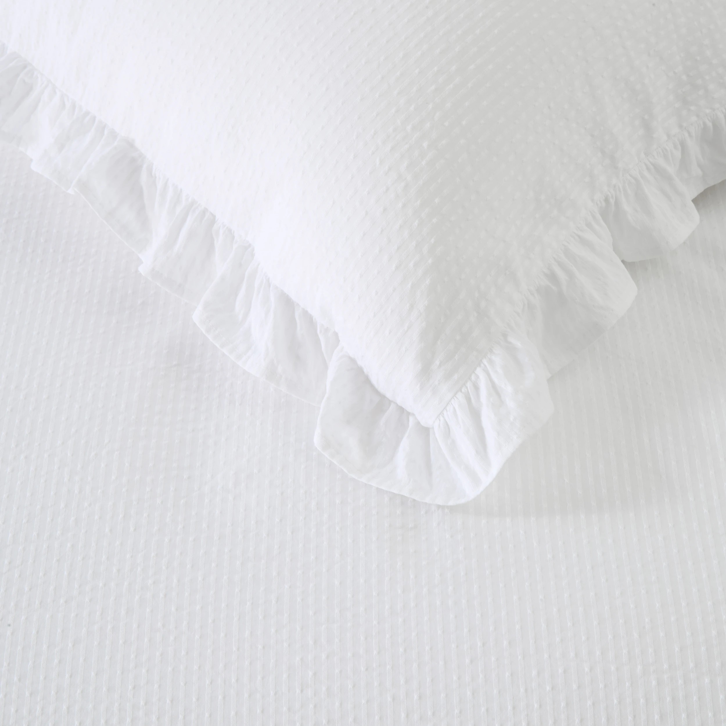 3 Ruffle Cotton Quilt Cover Set - King Bed, White, 3 of 6