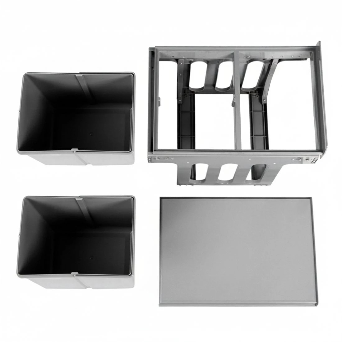 6 Cefito Pull Out Bin Kitchen Double Basket 2X15L - Grey, 6 of 6