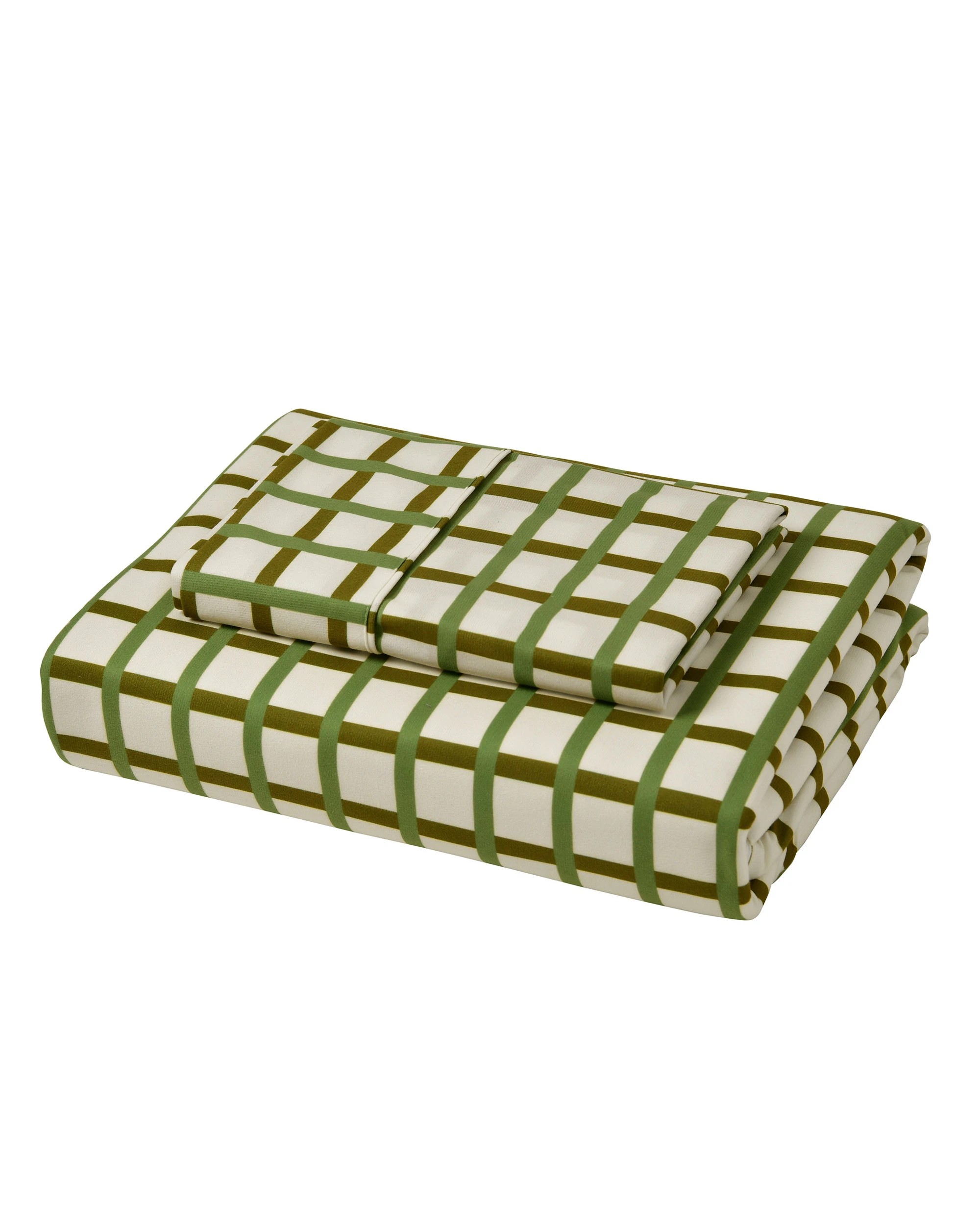 3 Dreamaker Micro Flannel Grid Combo Fitted Sheet Set - Queen Bed - Olive, 3 of 7