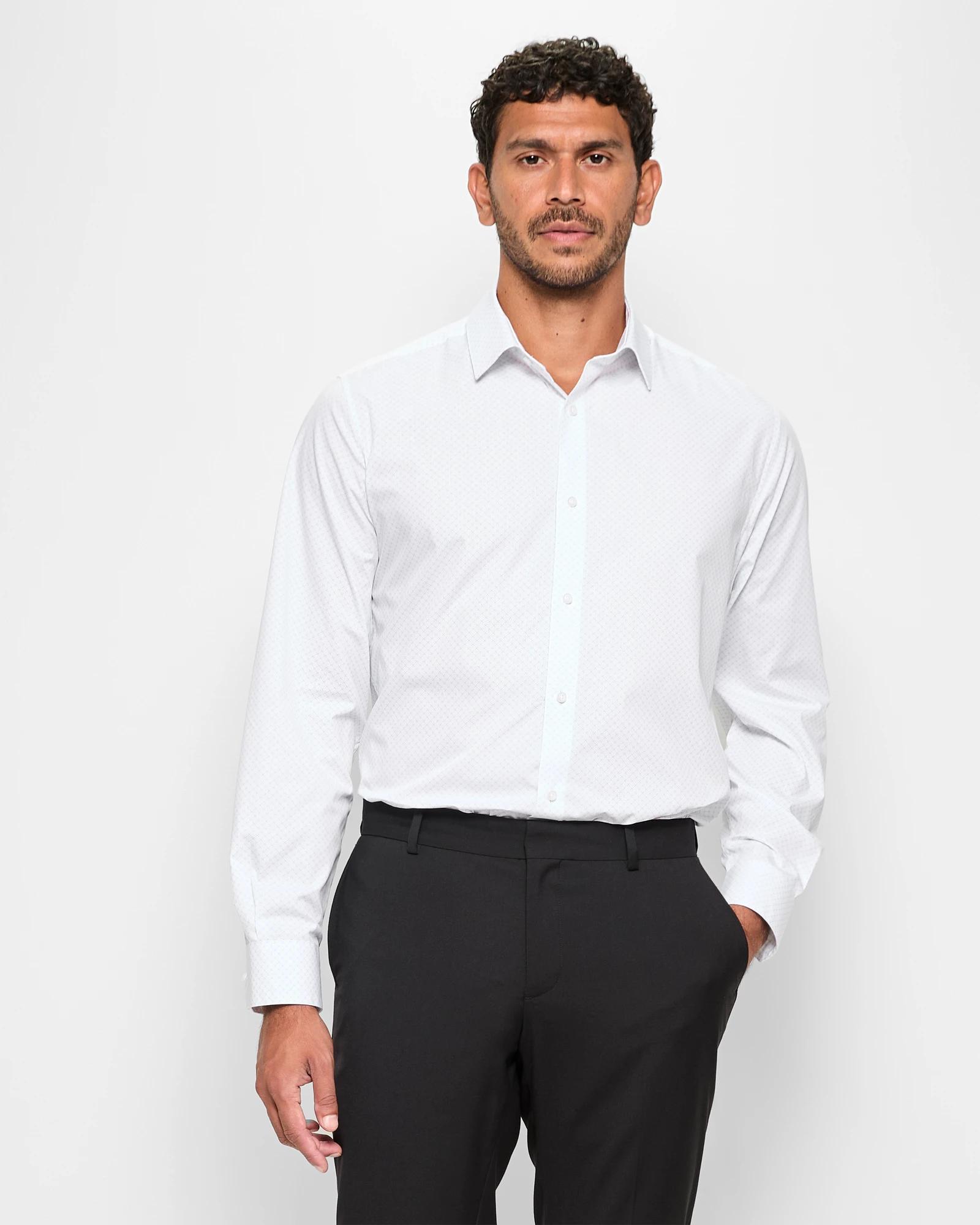 1 Australian Cotton Long Sleeve Print Shirt - Preview WHITE GEO, 1 of 5