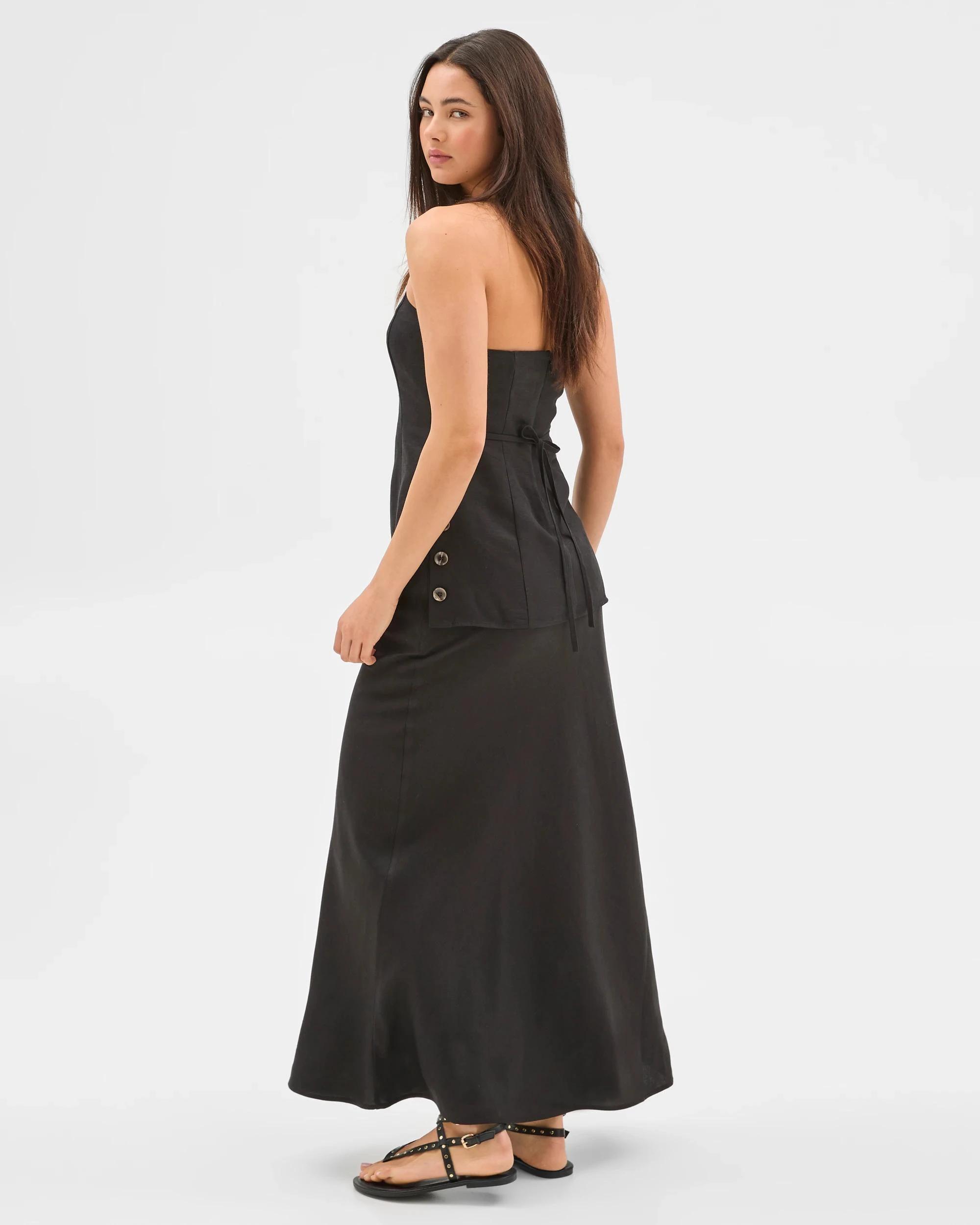 4 European Linen Blend Maxi Skirt - Lily Loves BLACK, 4 of 6