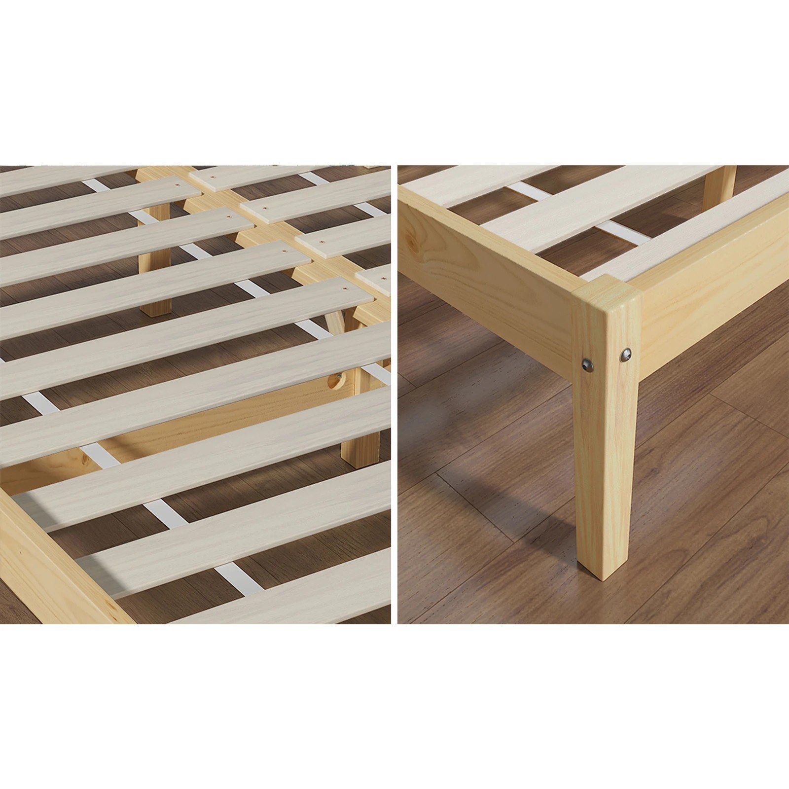 5 Oikiture Bed Frame Double Size Wooden Timber Platform Bedroom
 - Natural, 5 of 10