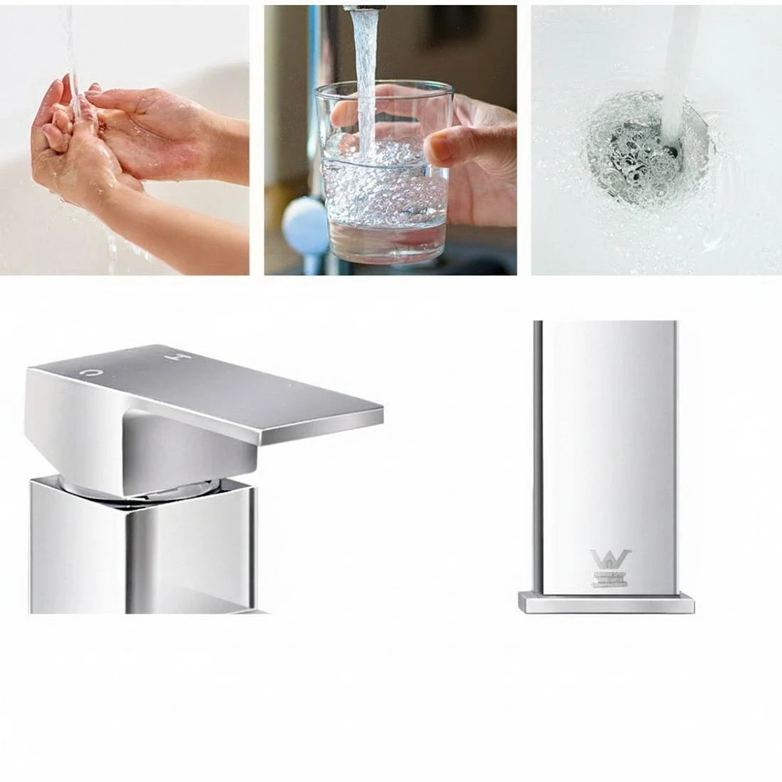 2 Cefito Bathroom Basin Mixer Tap Square Tall Faucet Vanity Laundry Chrome - Silver, 2 of 2