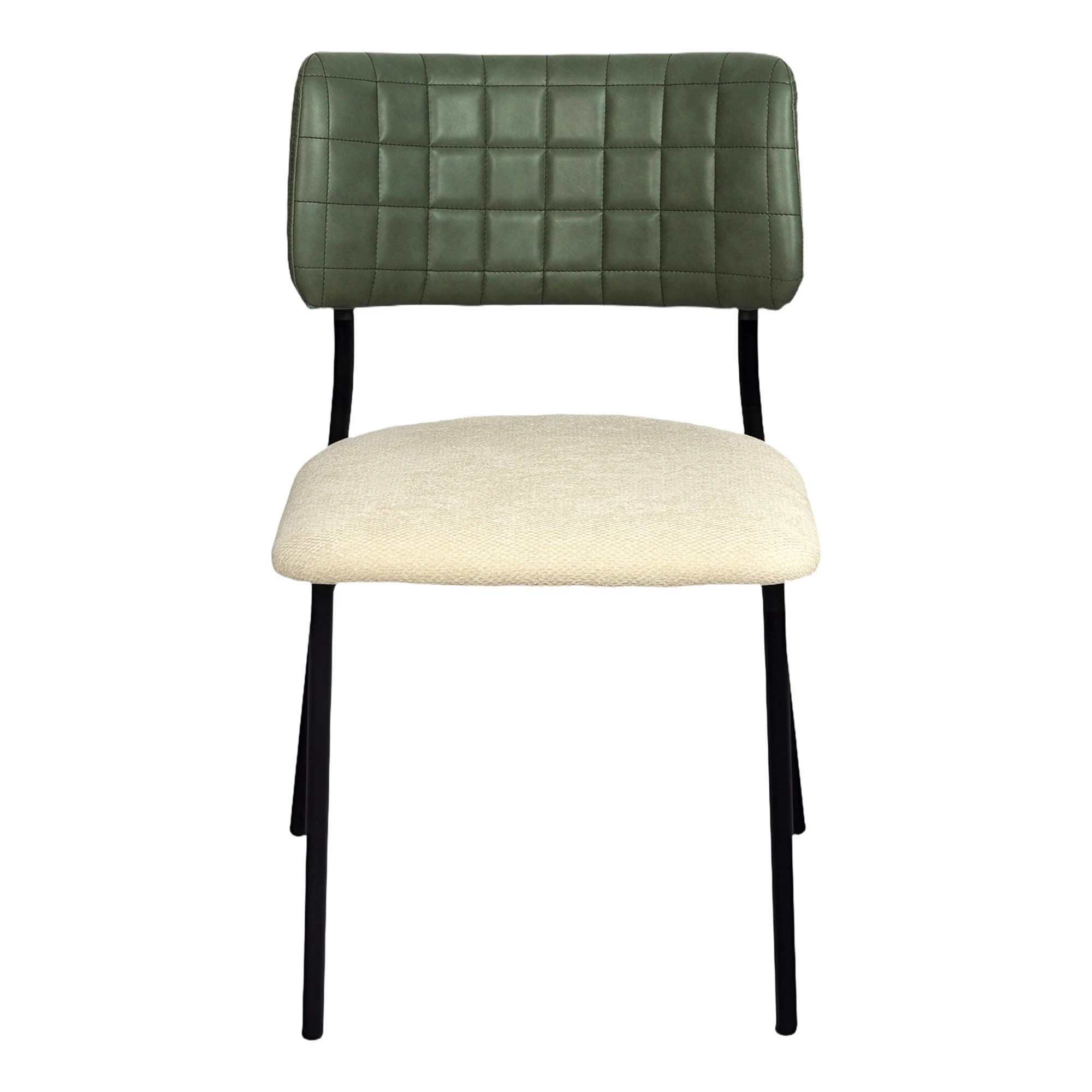 2 Levede 4x PU Backrest Dining Chairs Set Industrial Fabric Padded Seats - Green, 2 of 8